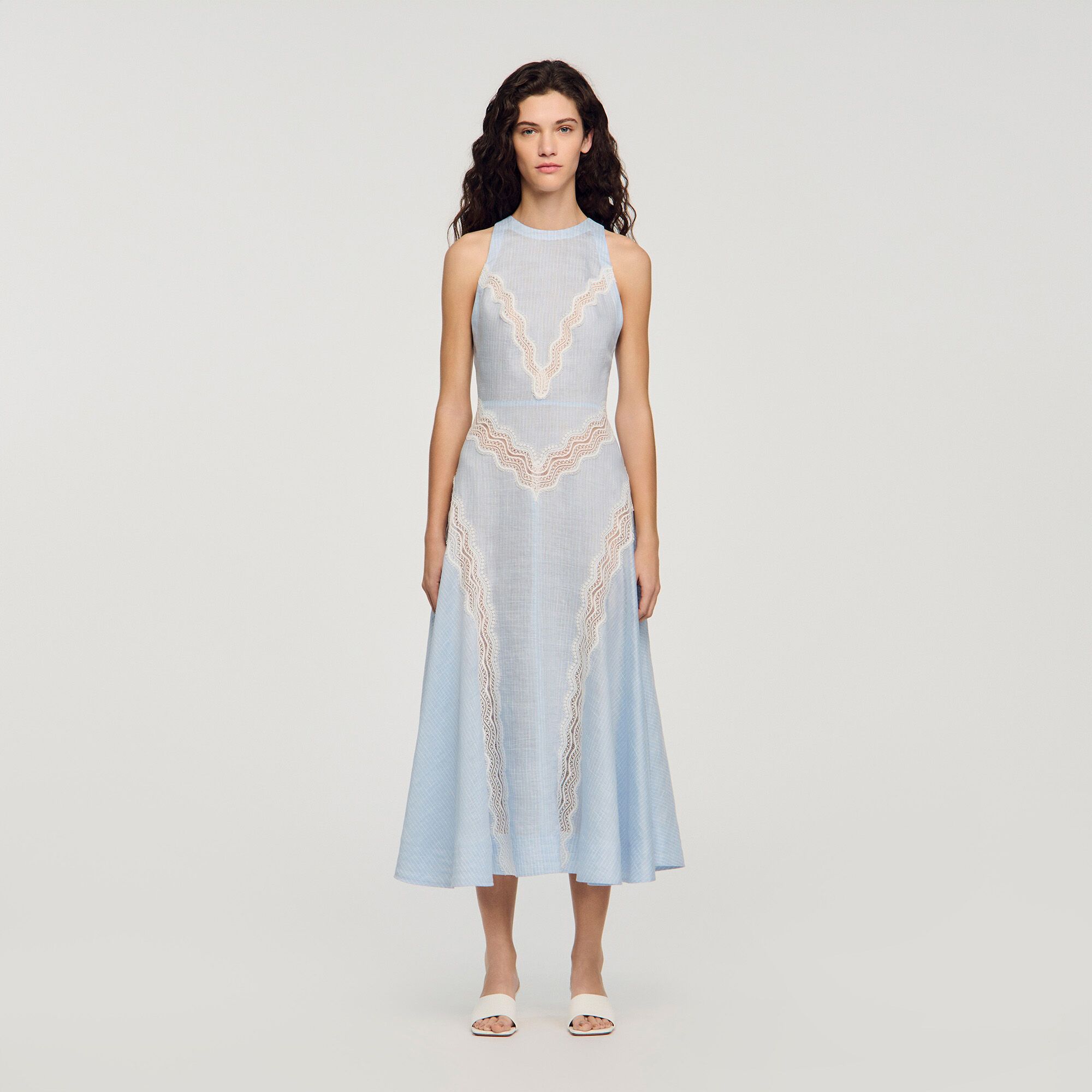 Sandro - Đầm maxi chi tiết ren