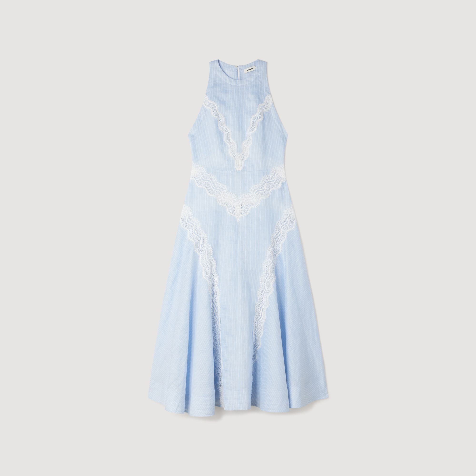 Sandro - Đầm maxi chi tiết ren