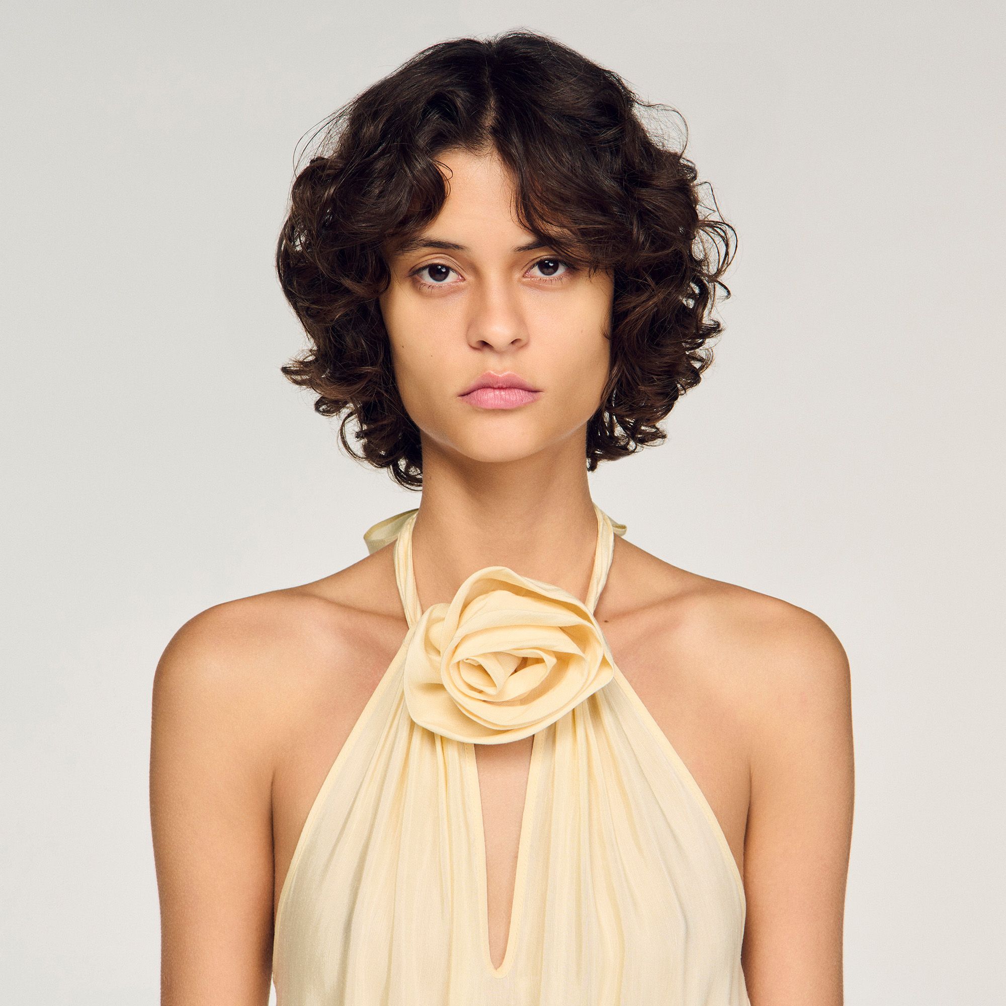 Sandro - Đầm maxi linen hoa Alba