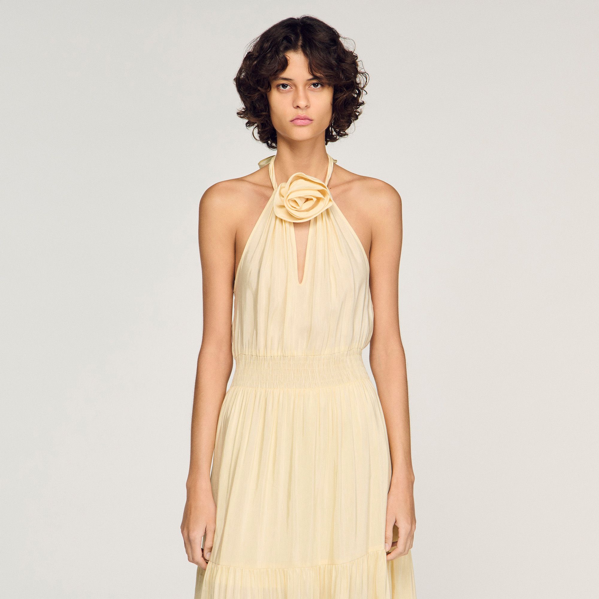 Sandro - Đầm maxi linen hoa Alba