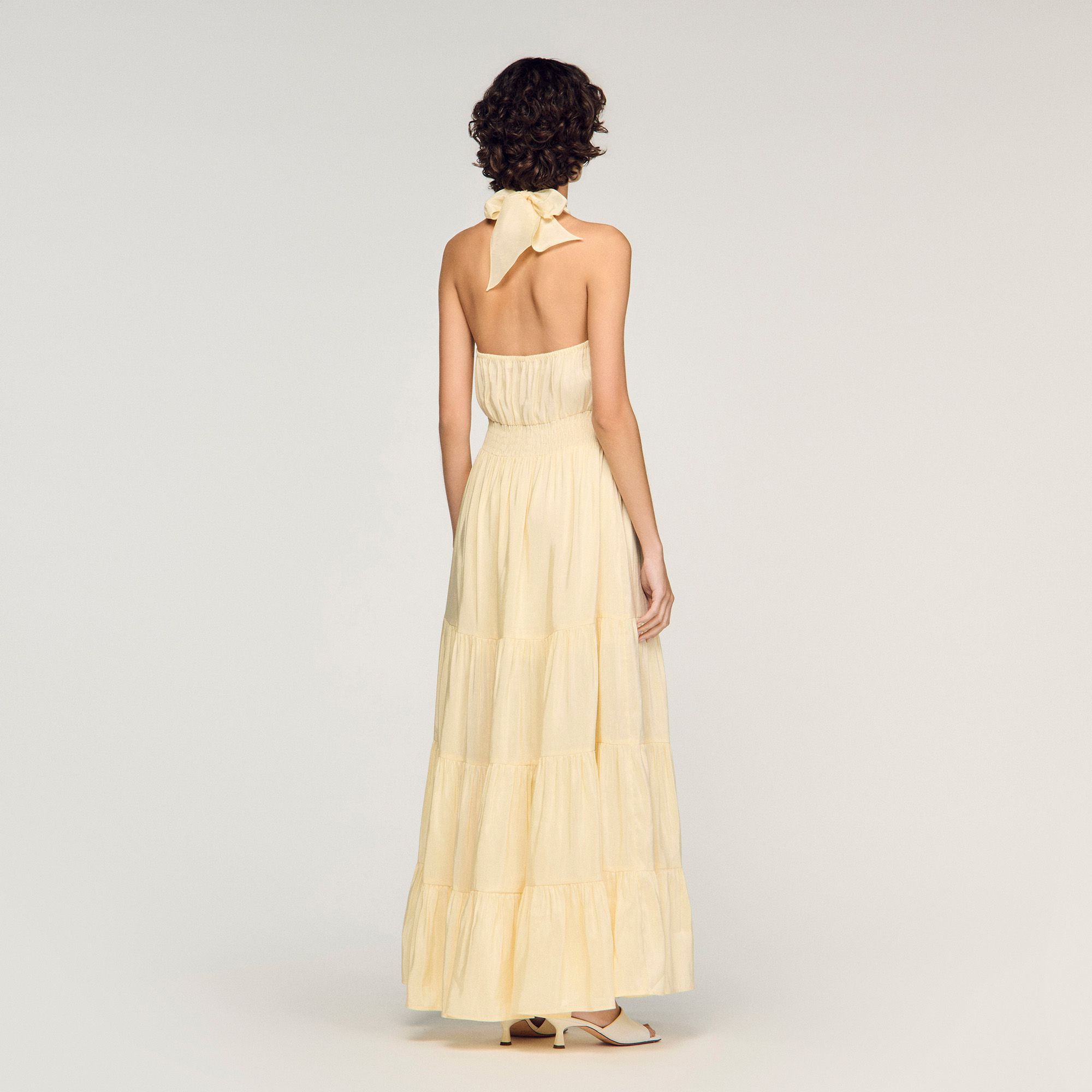 Sandro - Đầm maxi linen hoa Alba