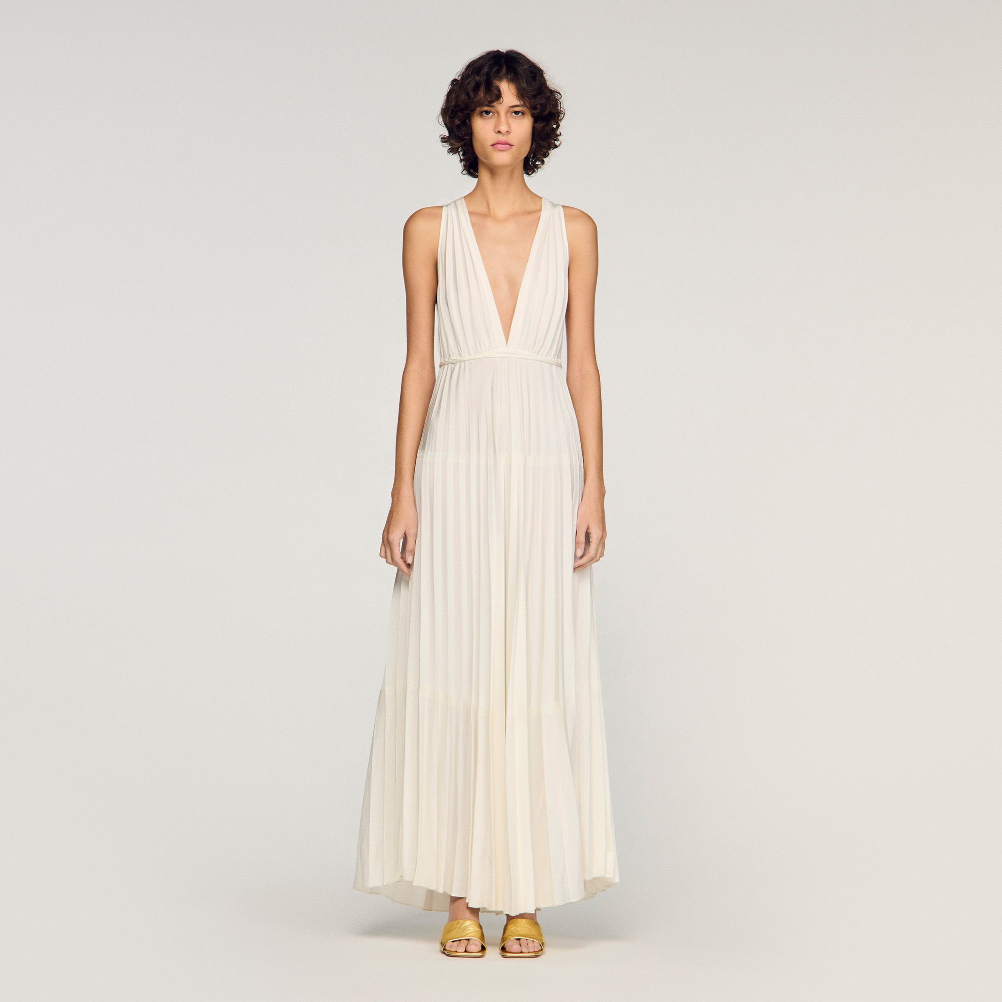 Sandro - Đầm maxi xếp ly