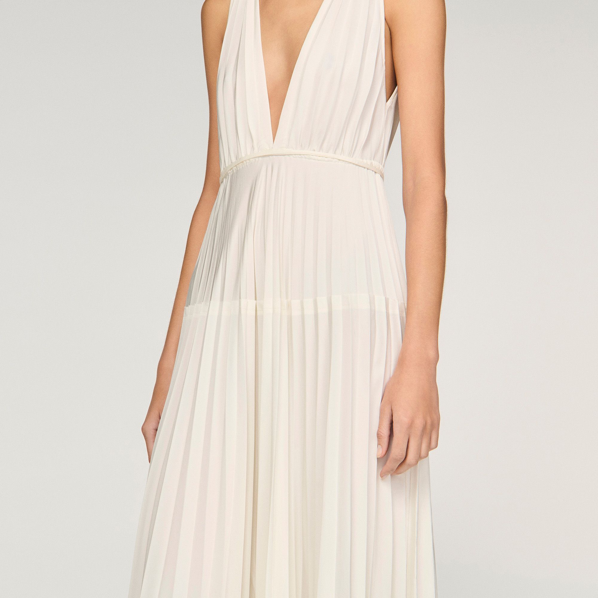 Sandro - Đầm maxi xếp ly