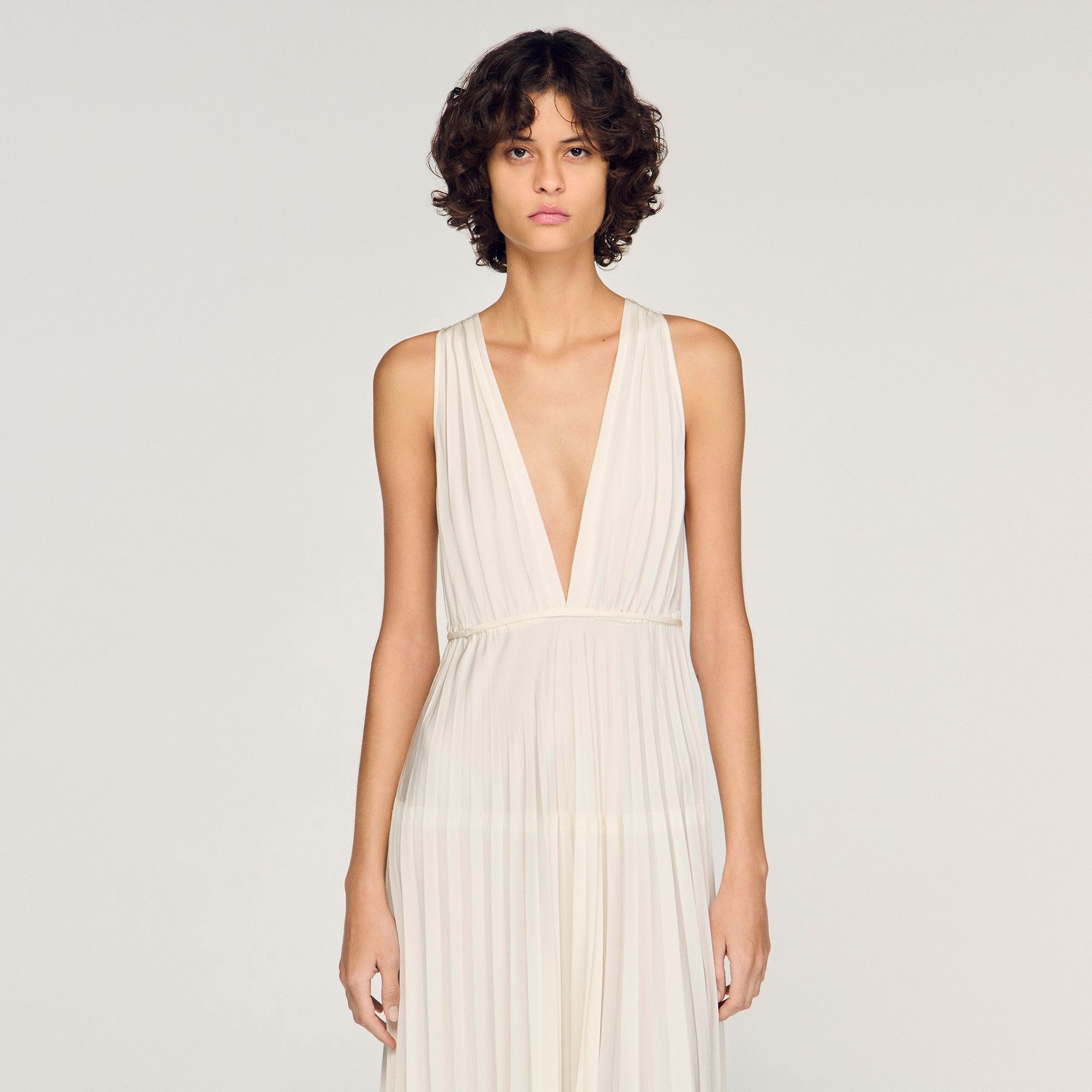 Sandro - Đầm maxi xếp ly