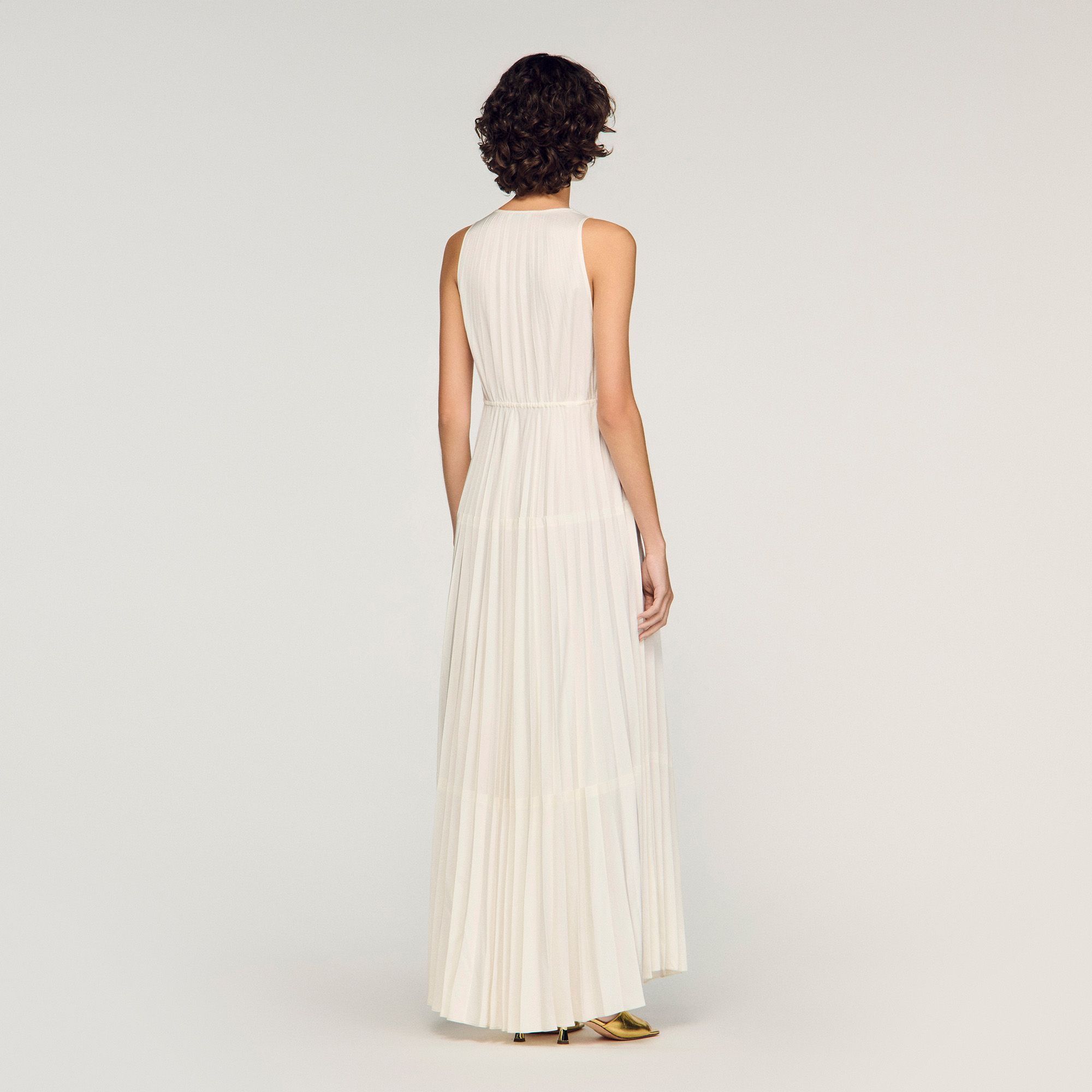 Sandro - Đầm maxi xếp ly