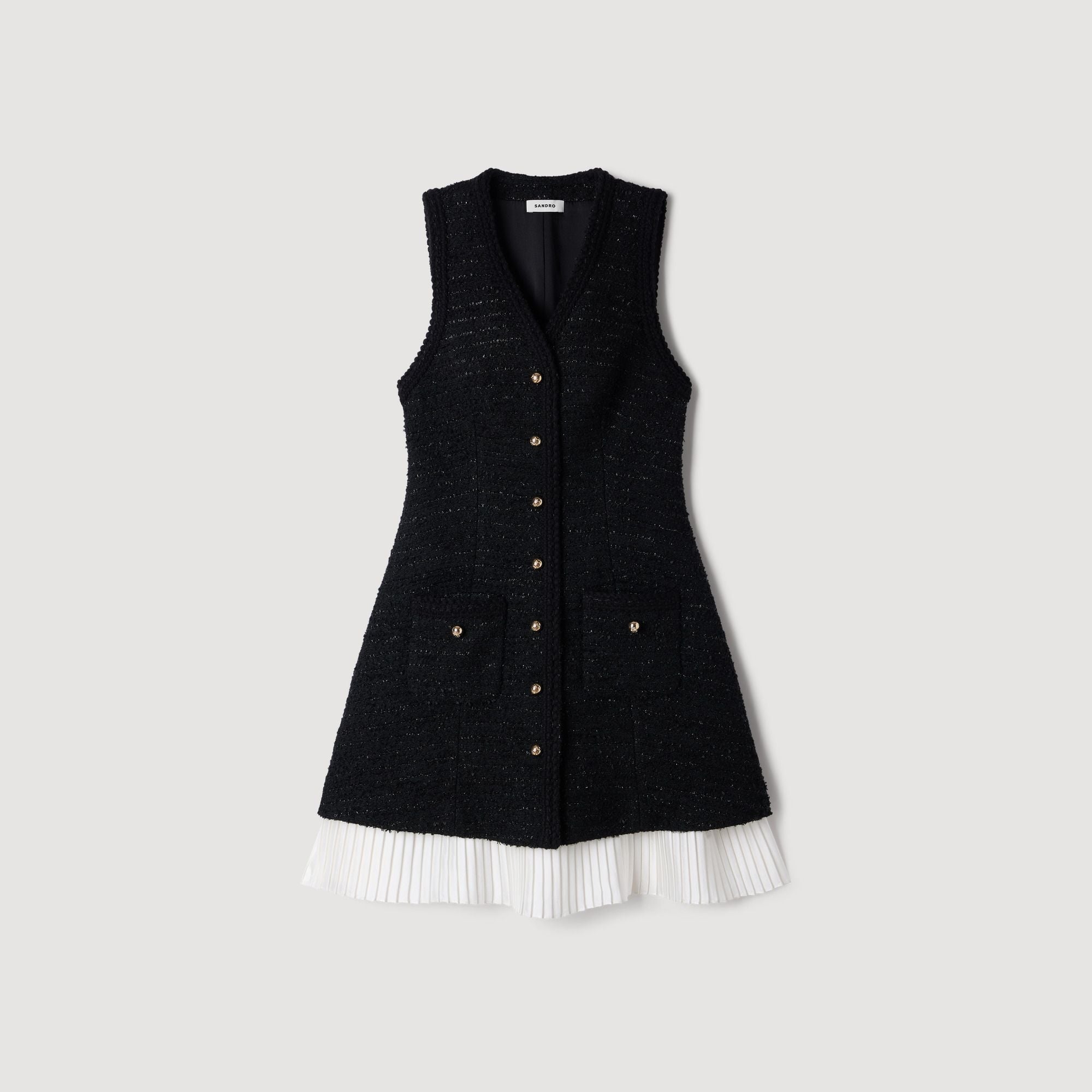 Đầm tweed ngắn hai tông màu