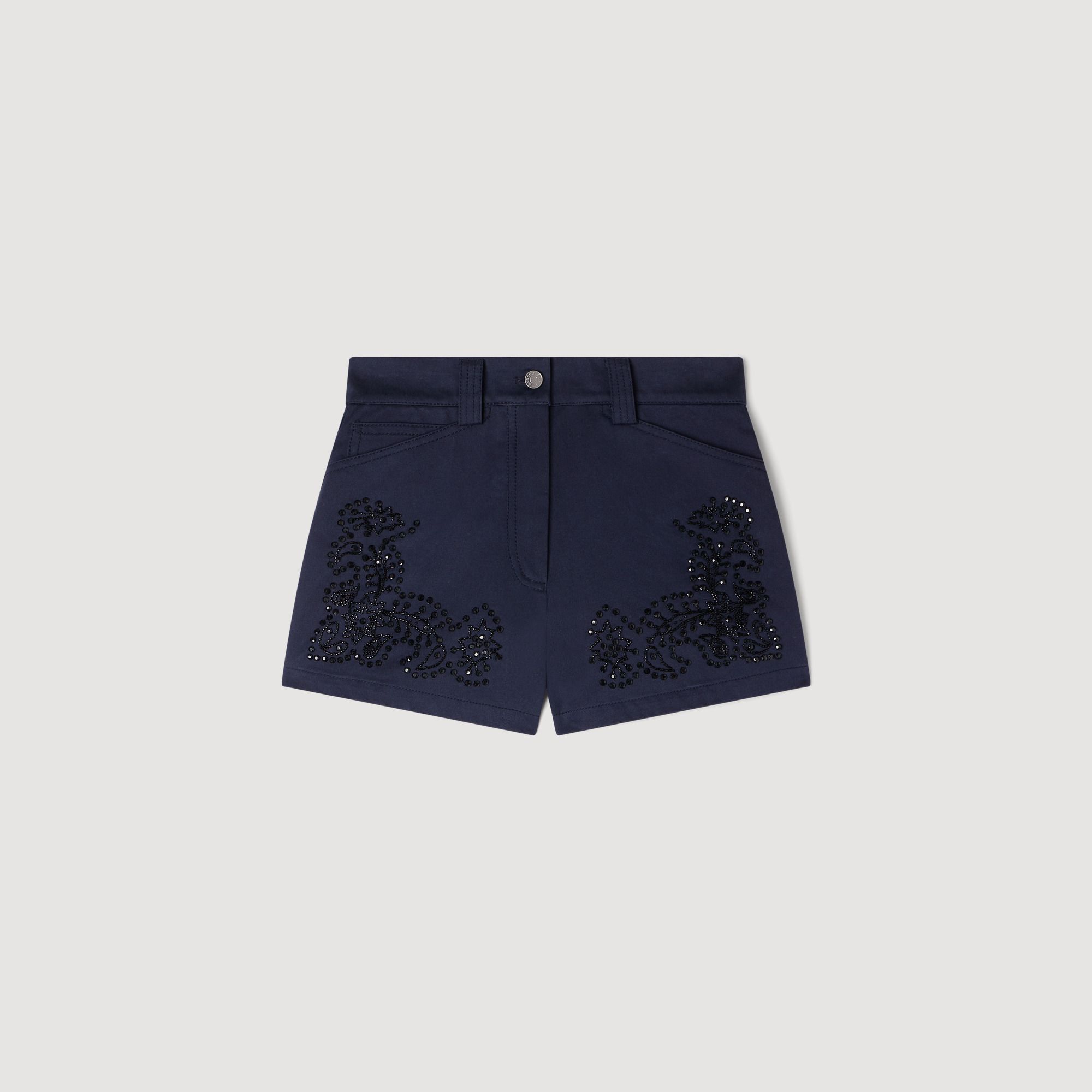 Quần short cotton thêu