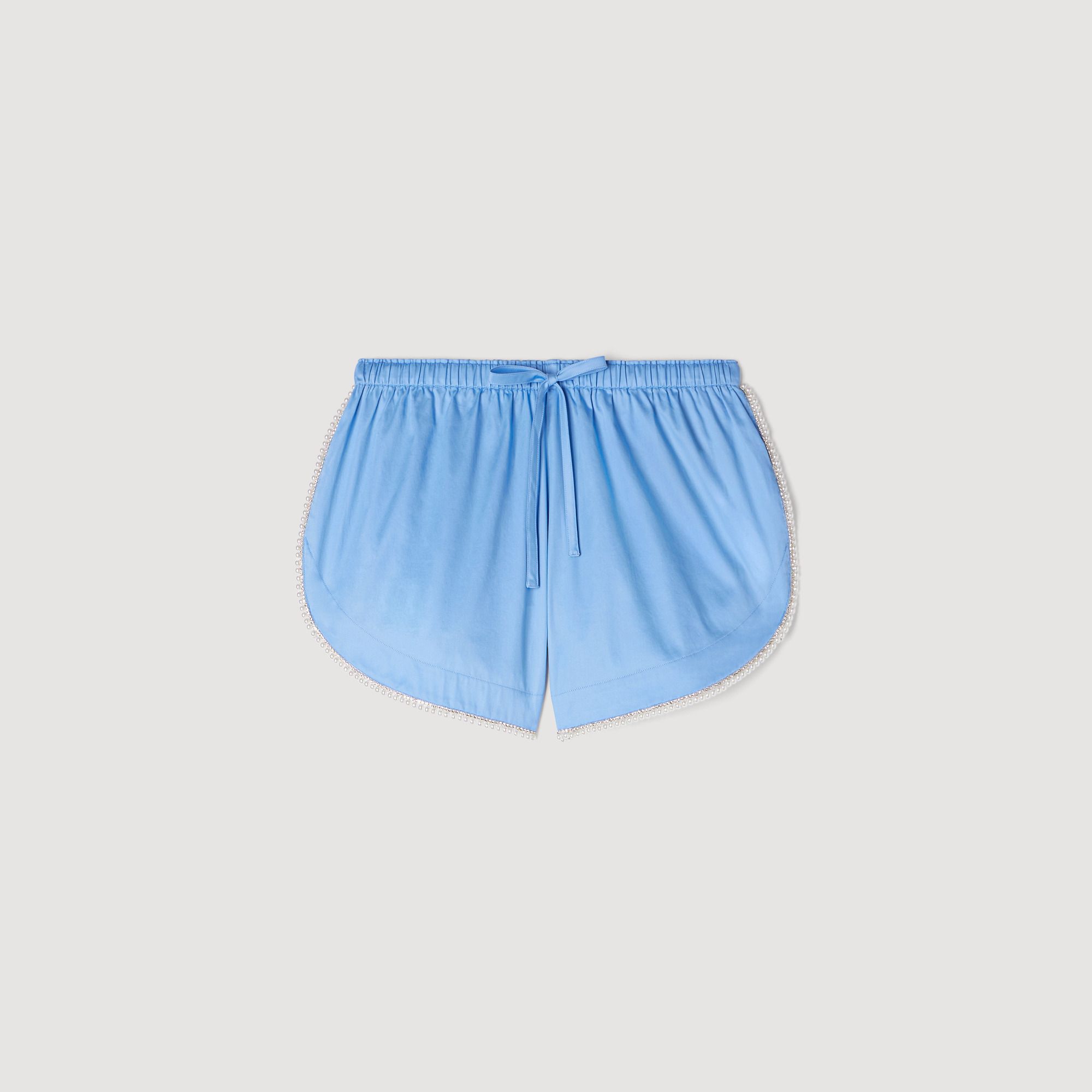 Sandro - Quần short cotton viền hạt cườm