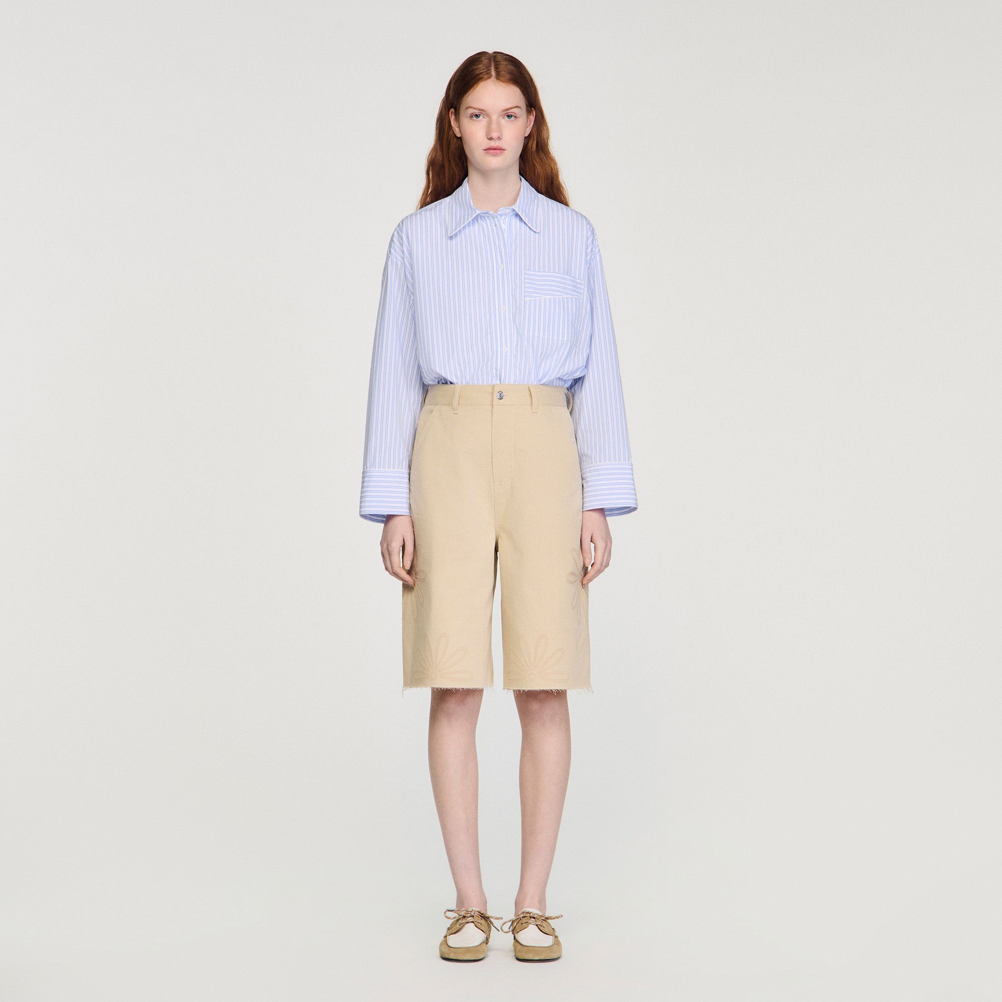 Sandro - Quần Bermuda cotton hoạ tiết floral