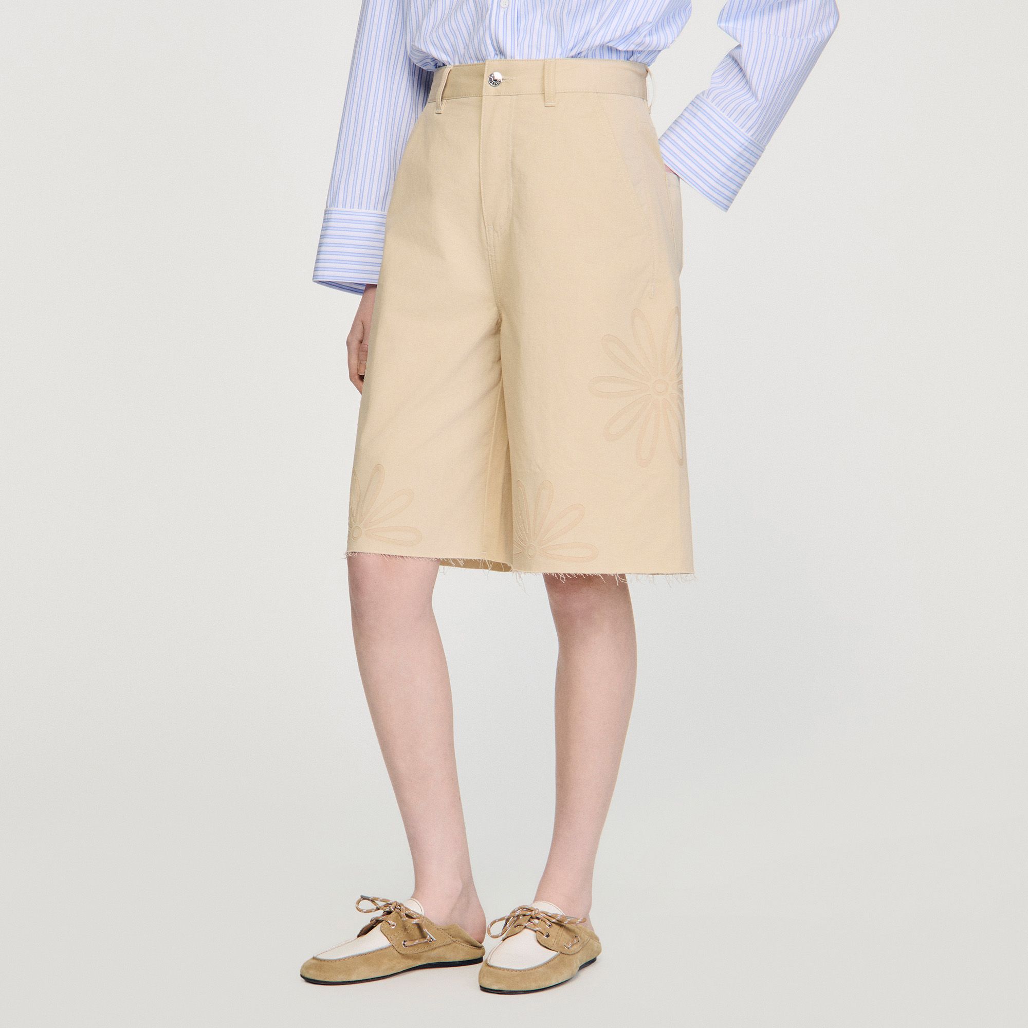 Sandro - Quần Bermuda cotton hoạ tiết floral