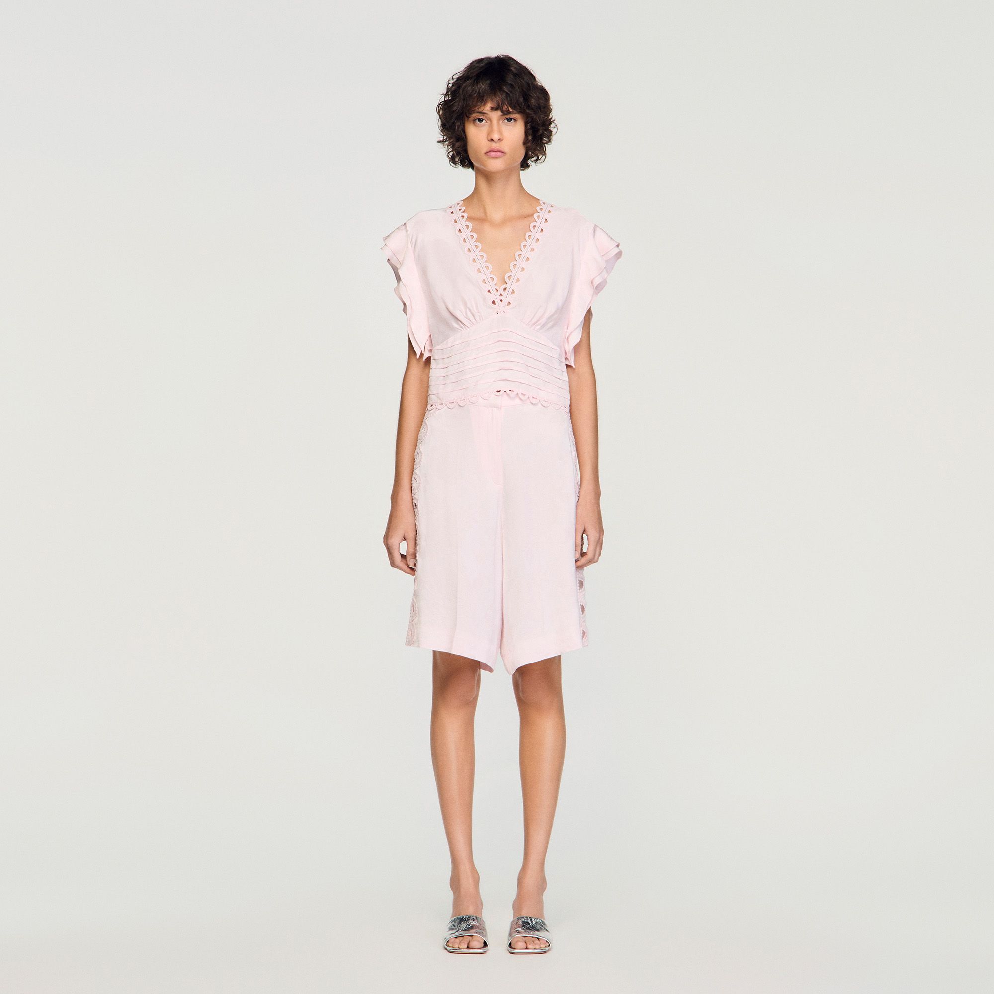 Sandro - Quần short Bermuda họa tiết jacquard