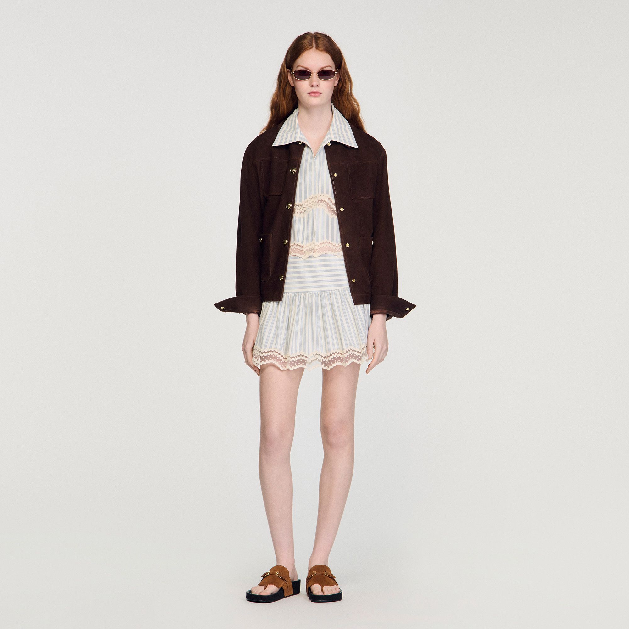 Quần váy cotton kẻ sọc