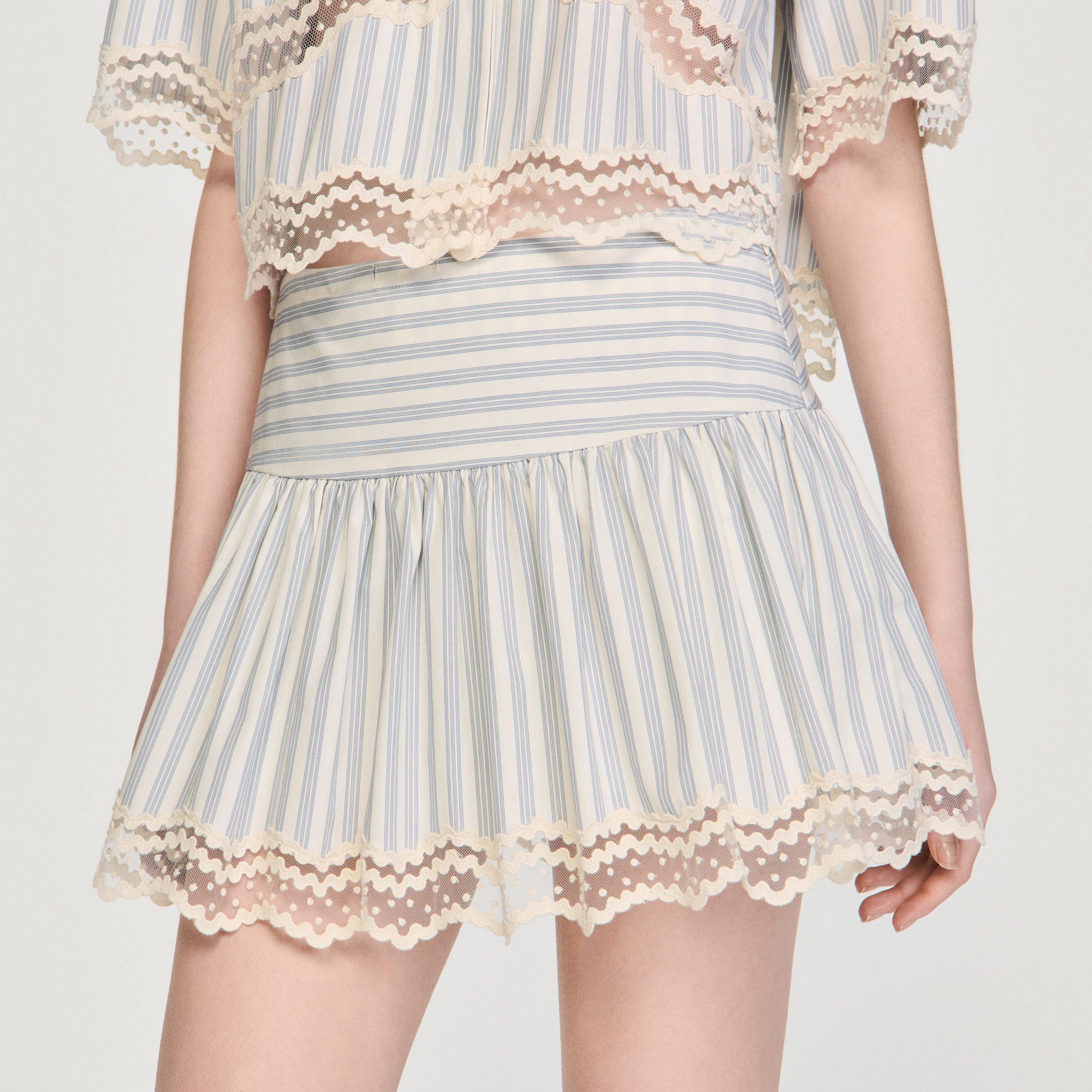 Quần váy cotton kẻ sọc