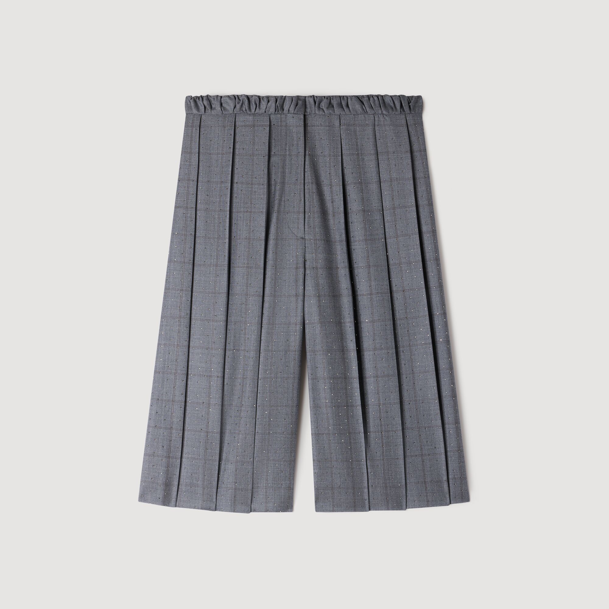 Quần short len họa tiết caro