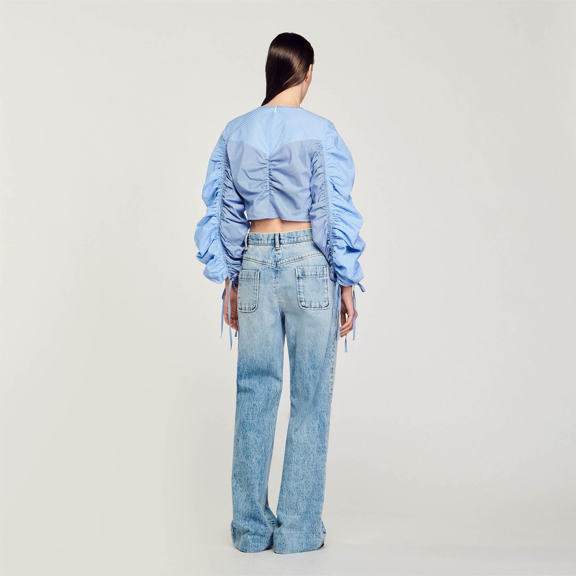Sandro - Áo kẻ caro phối dây rút