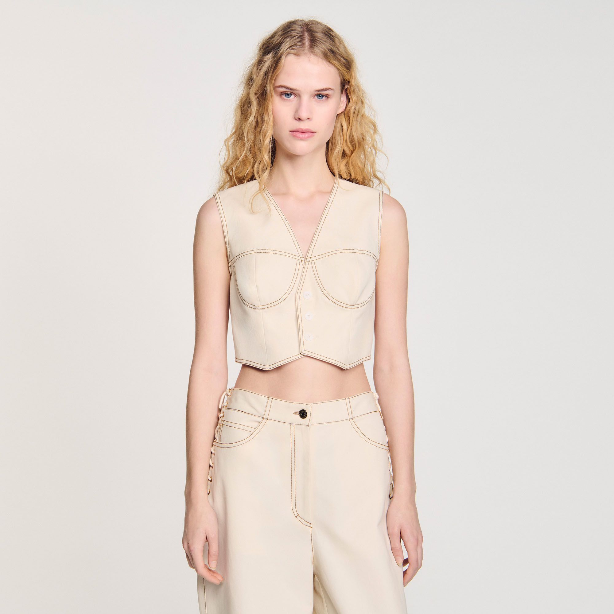 Sandro - Áo khoác denim dáng crop