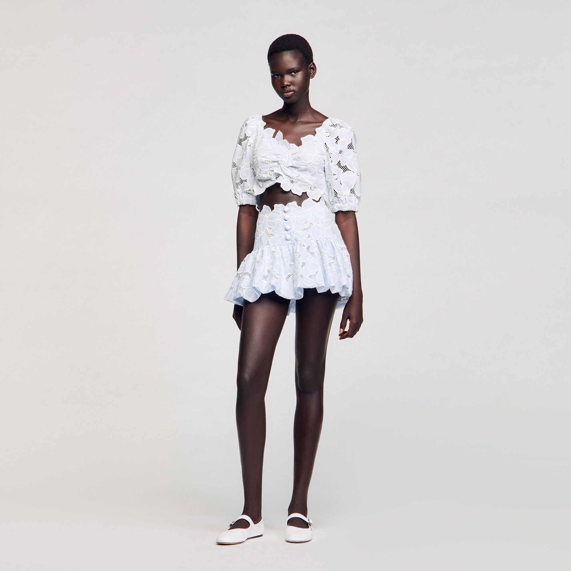 Sandro - Áo phối ren in hoa