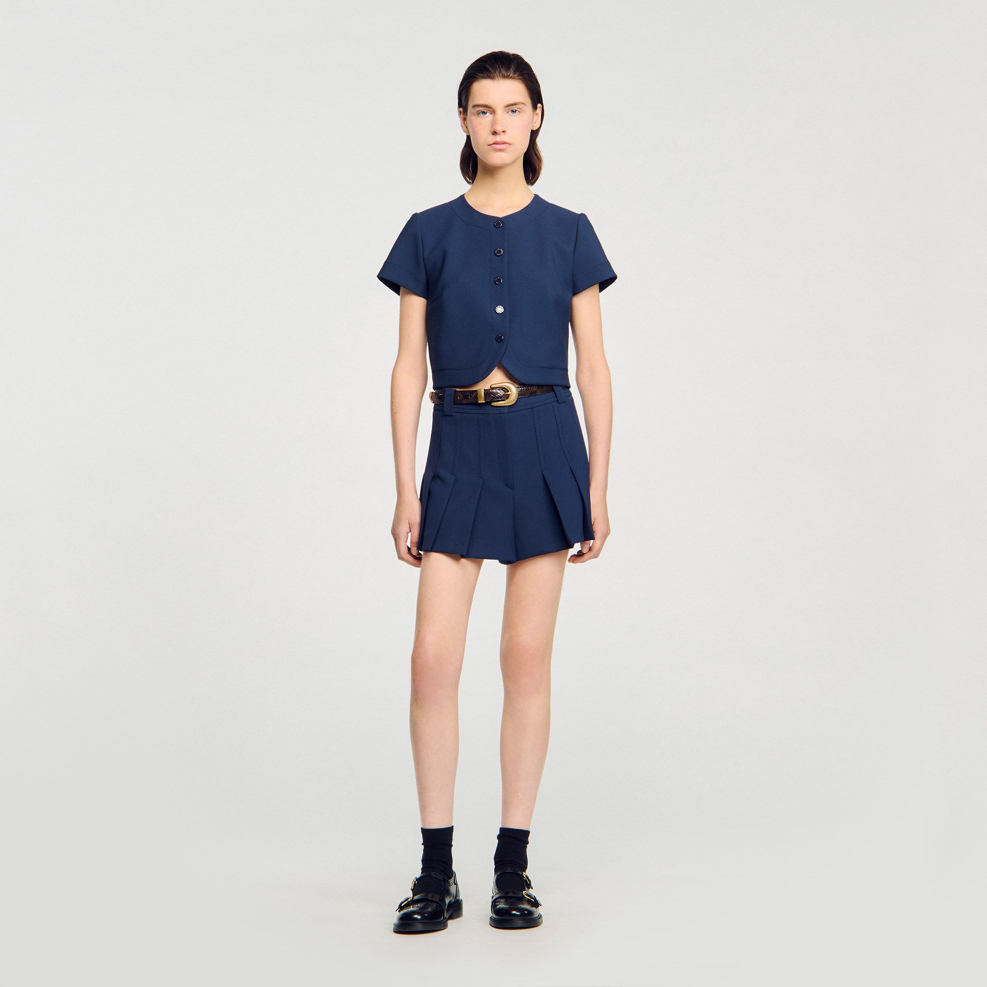 Sandro - Áo crop top cài nút