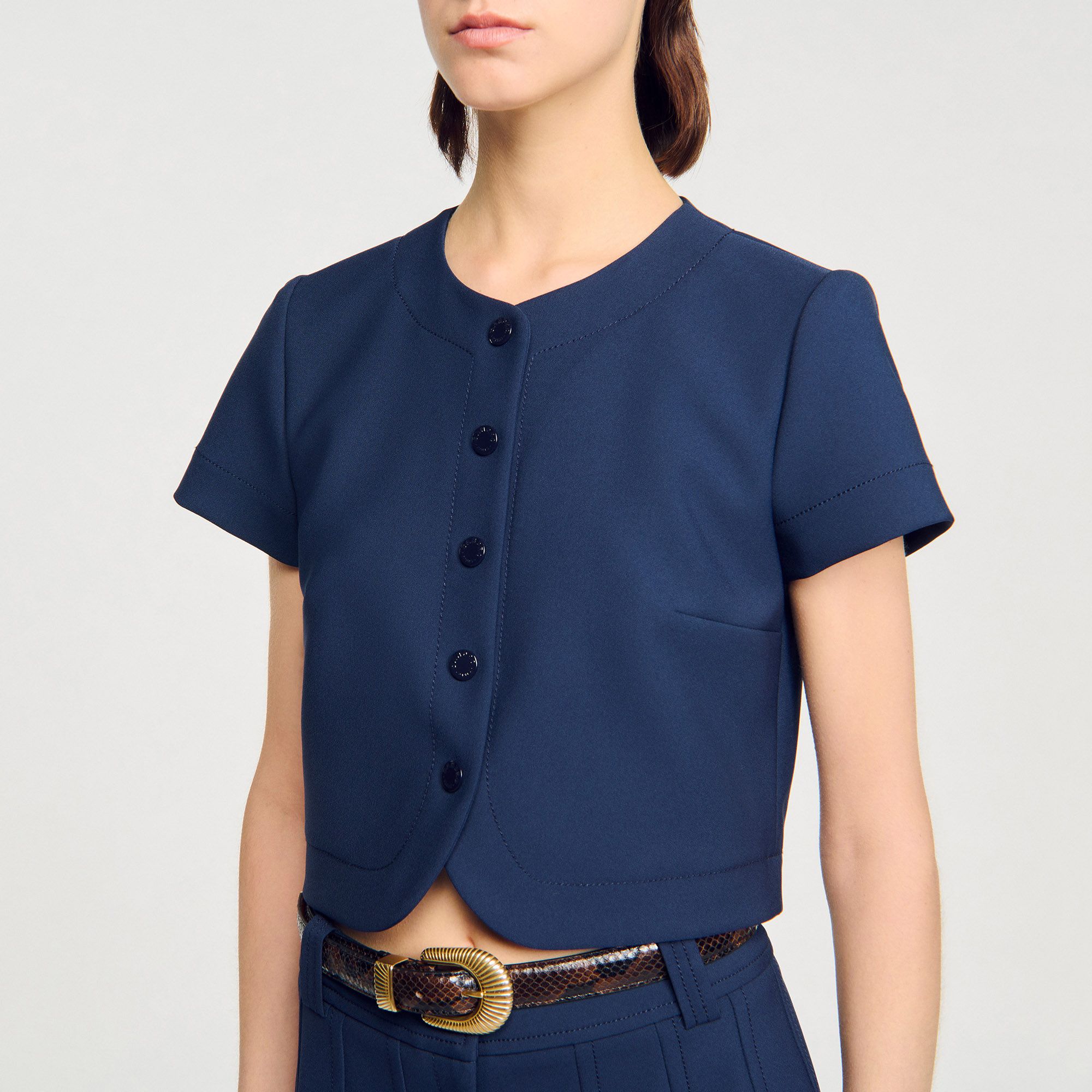 Sandro - Áo crop top cài nút