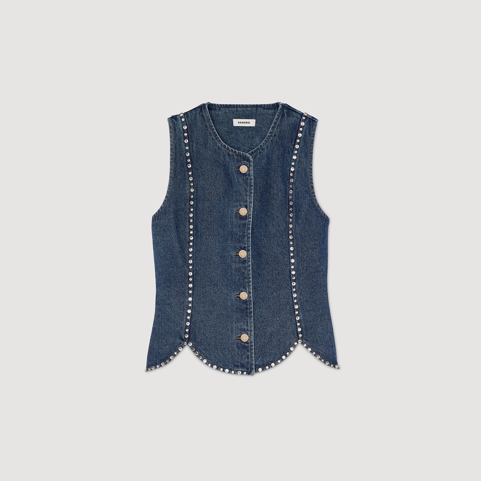 Áo denim đính đá