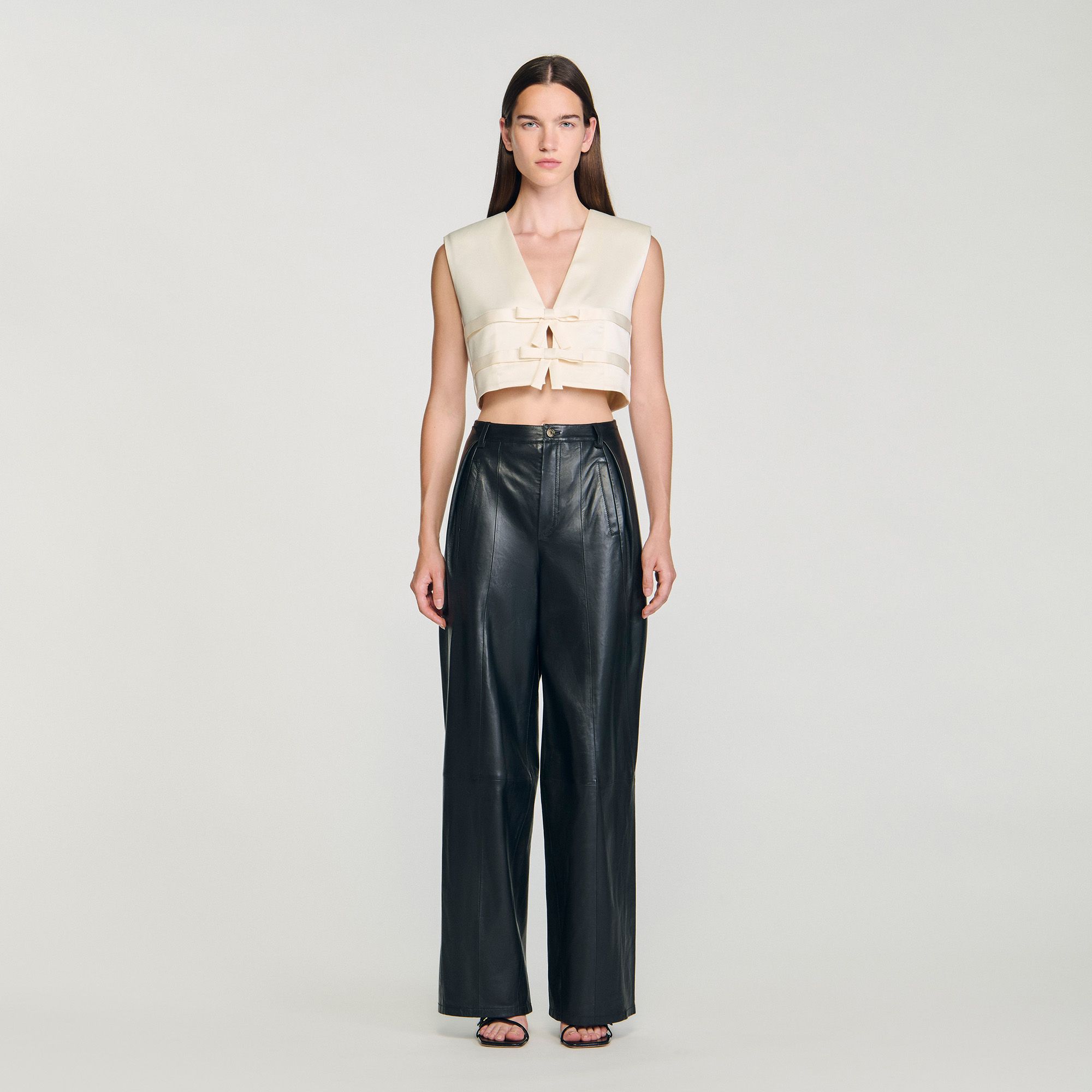 Sandro - Áo crop top satin