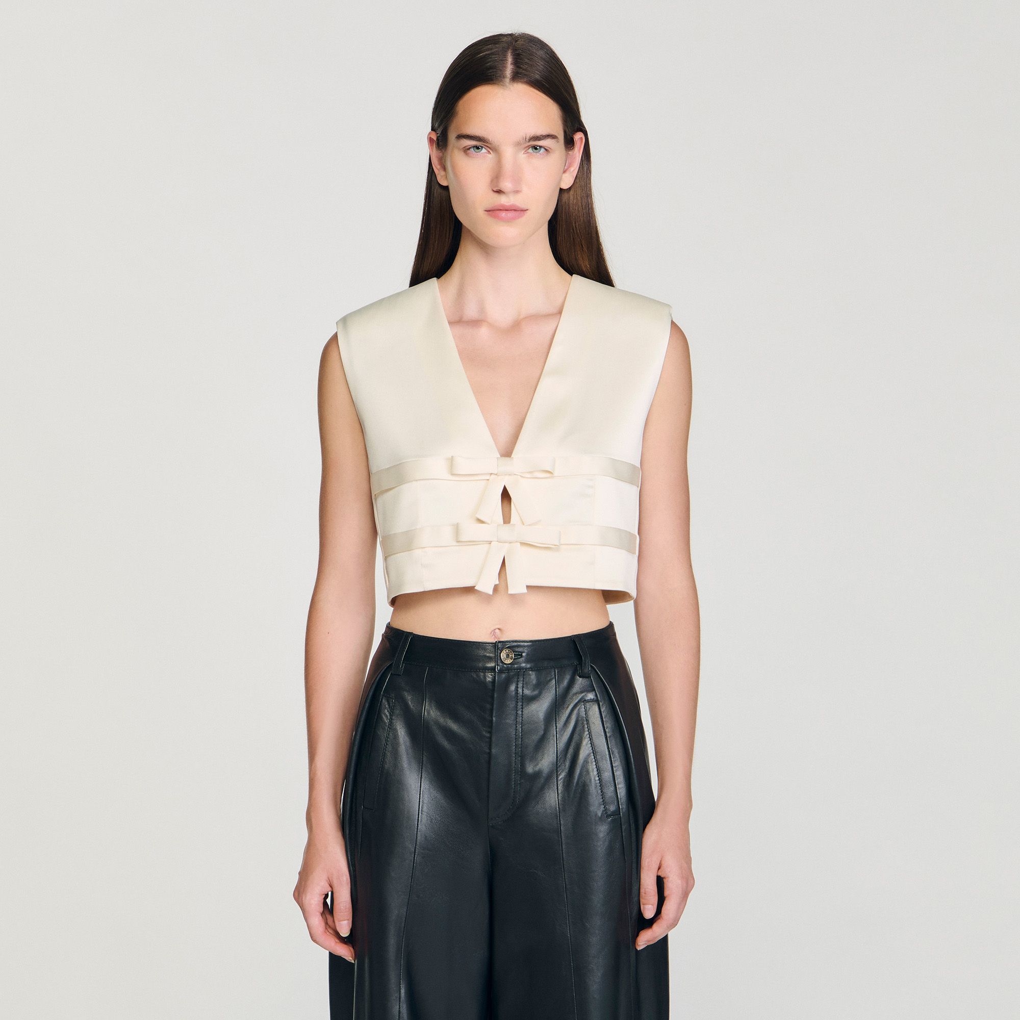 Sandro - Áo crop top satin
