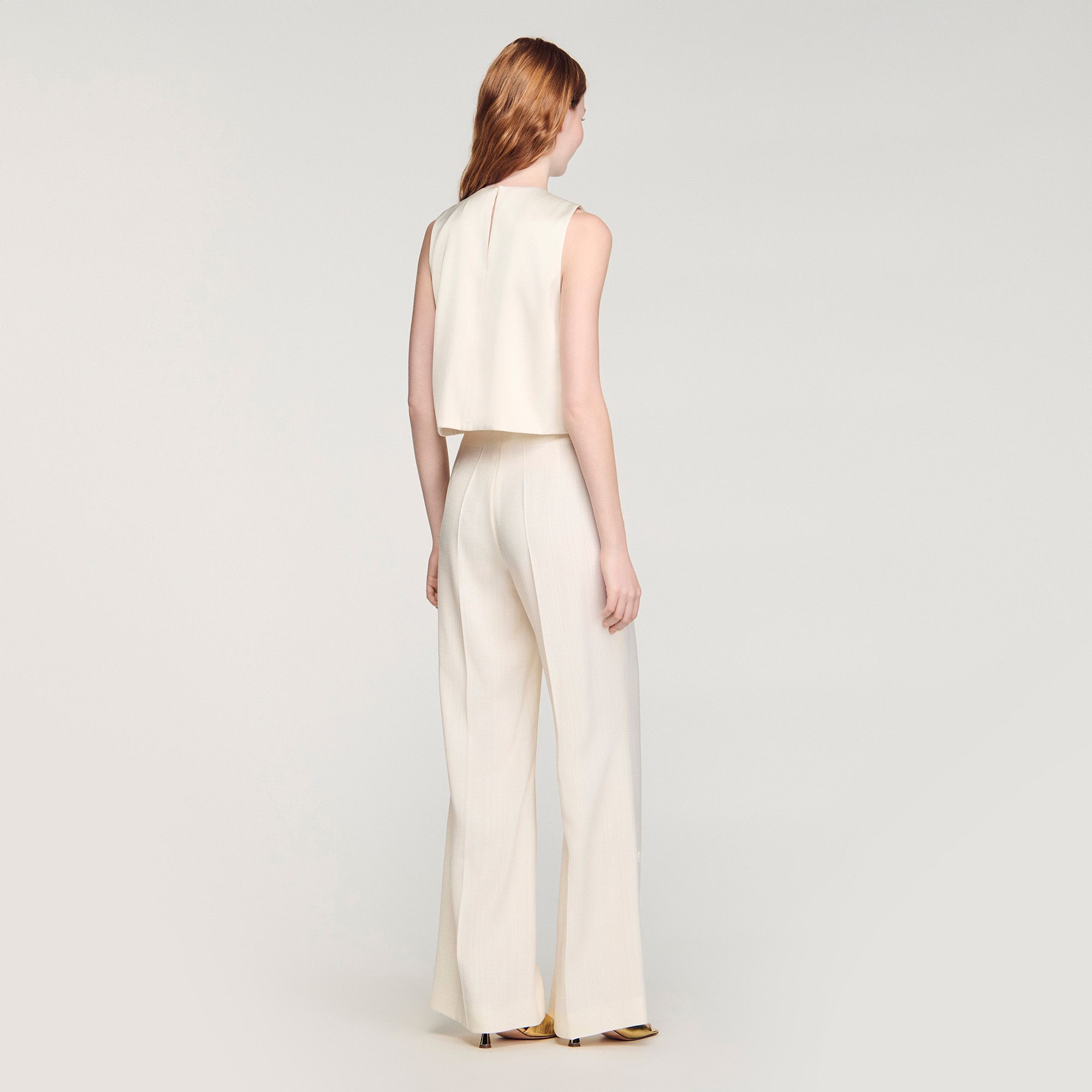 Sandro - Áo crop top nơ satin