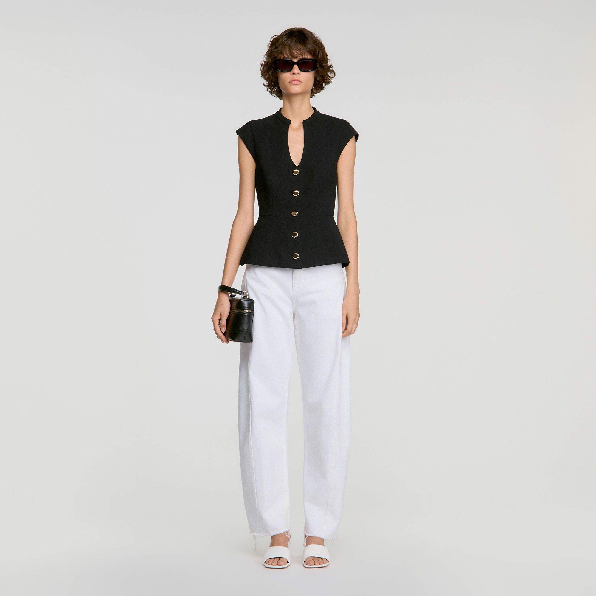Sandro - Áo peplum cài cúc