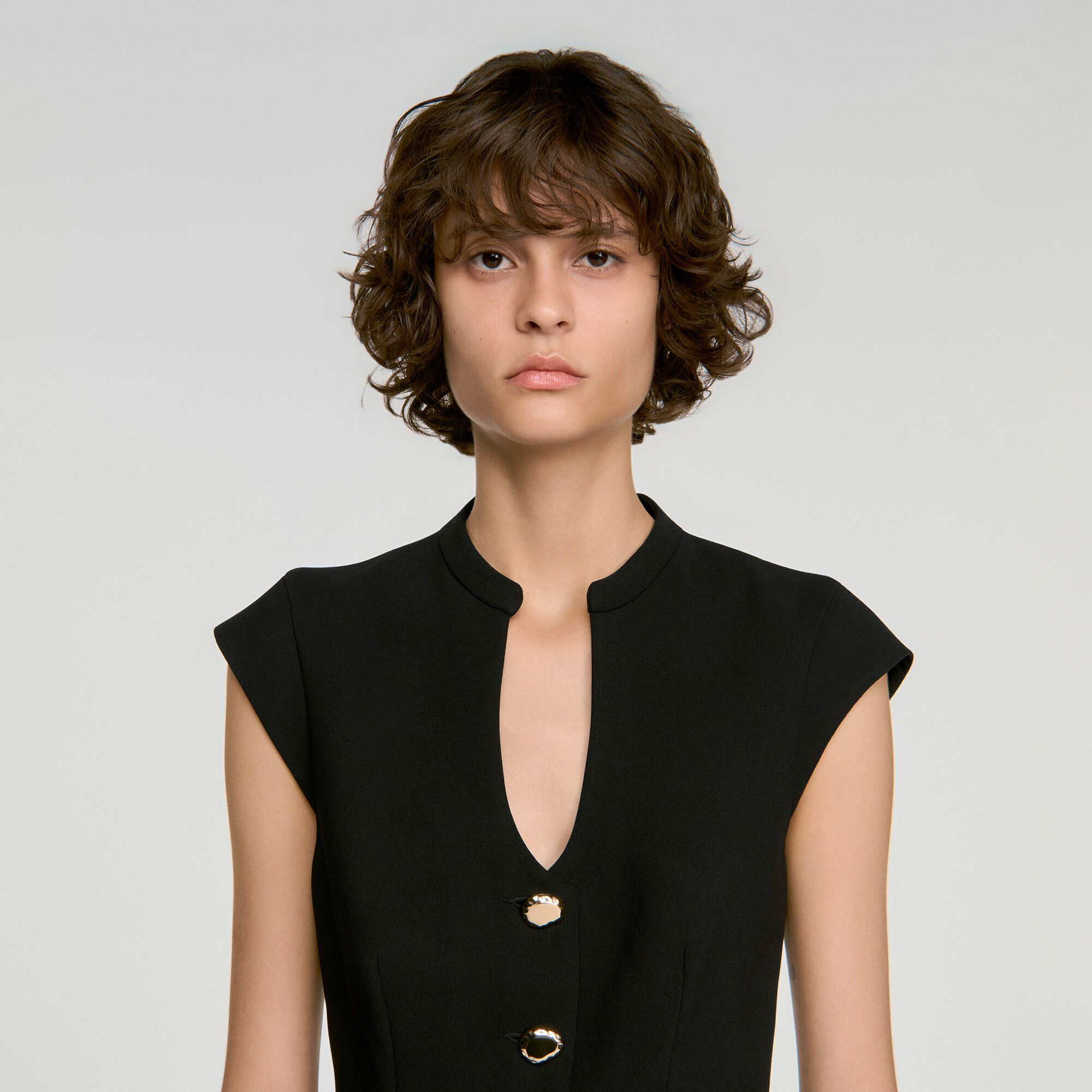 Sandro - Áo peplum cài cúc