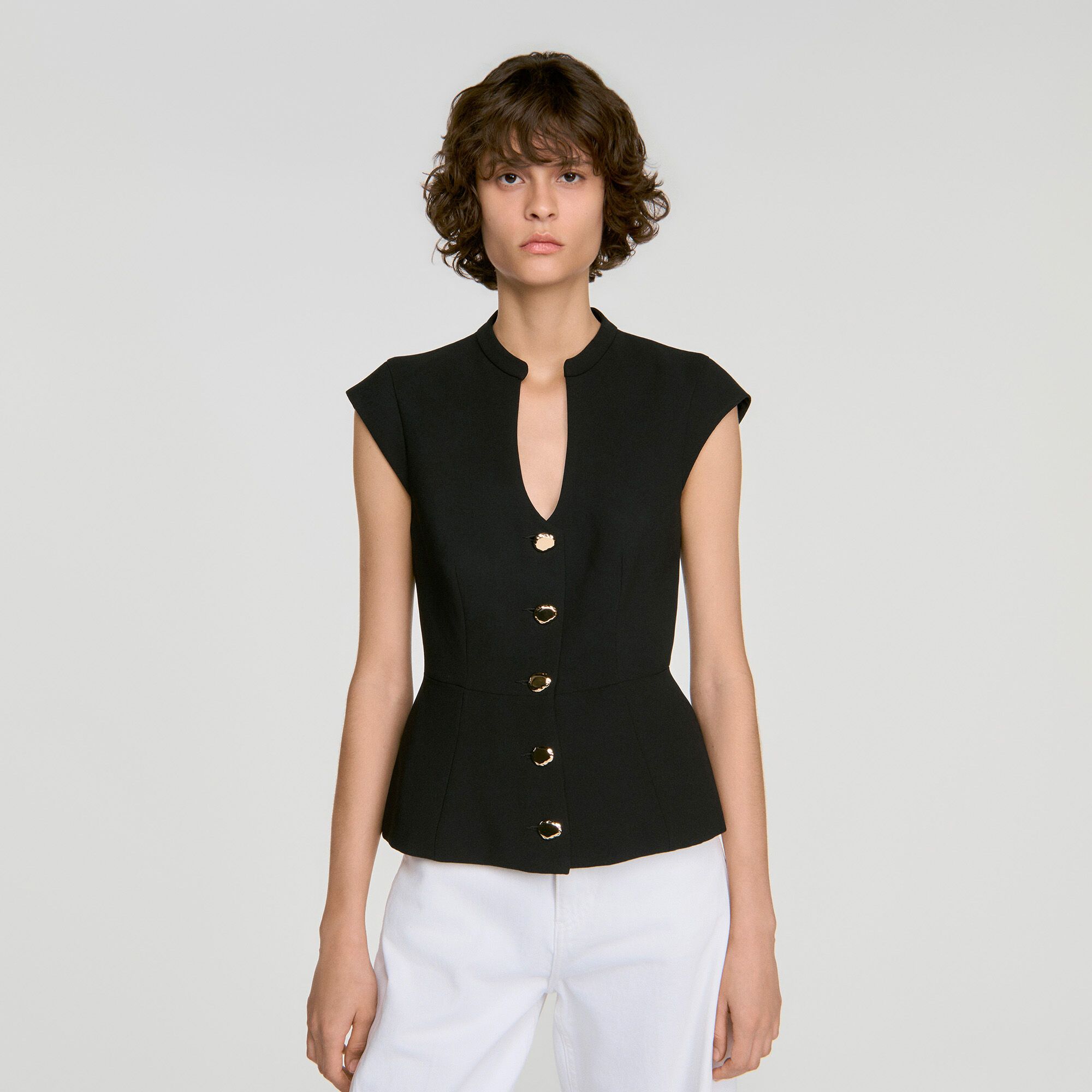 Sandro - Áo peplum cài cúc