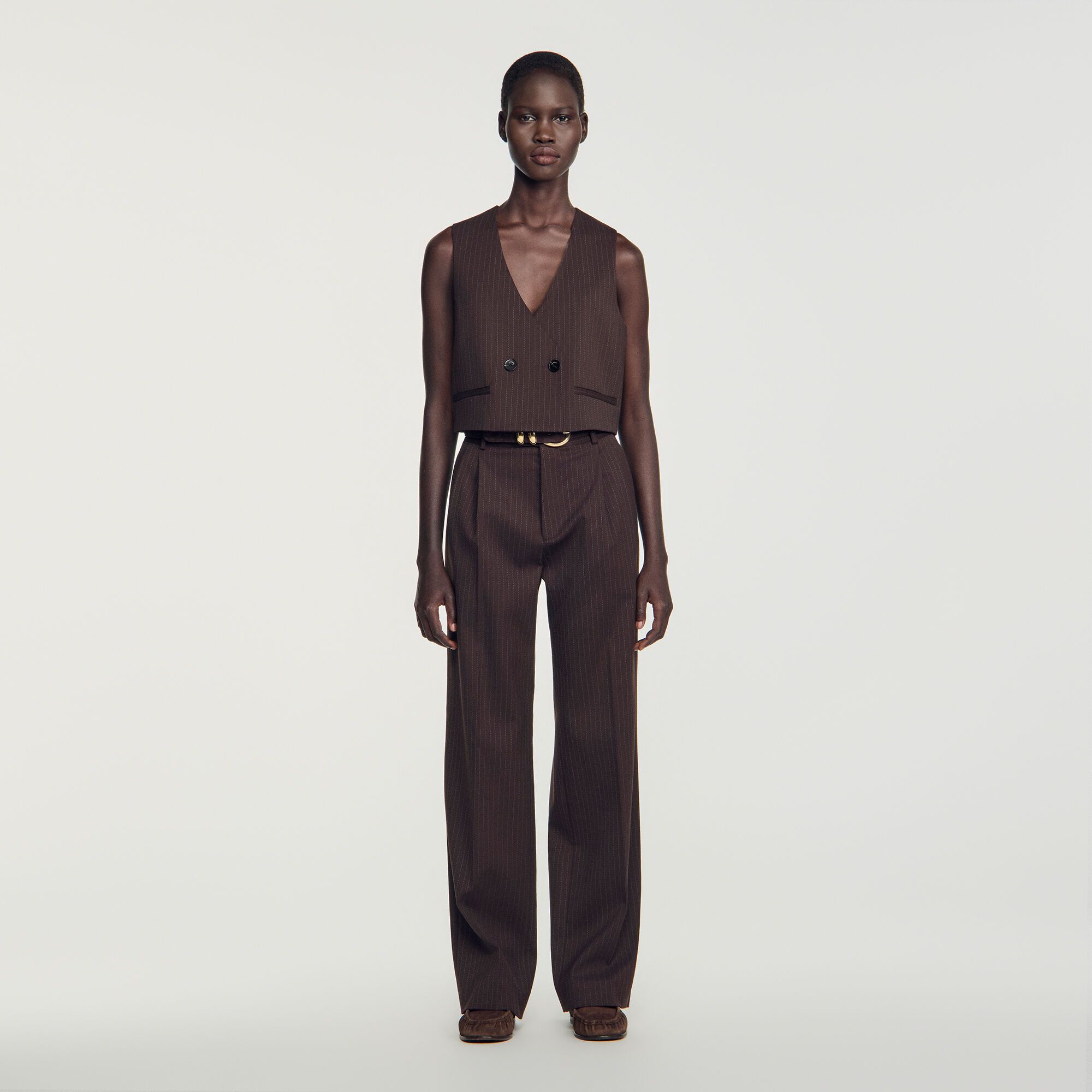 Sandro - Áo croptop kẻ sọc