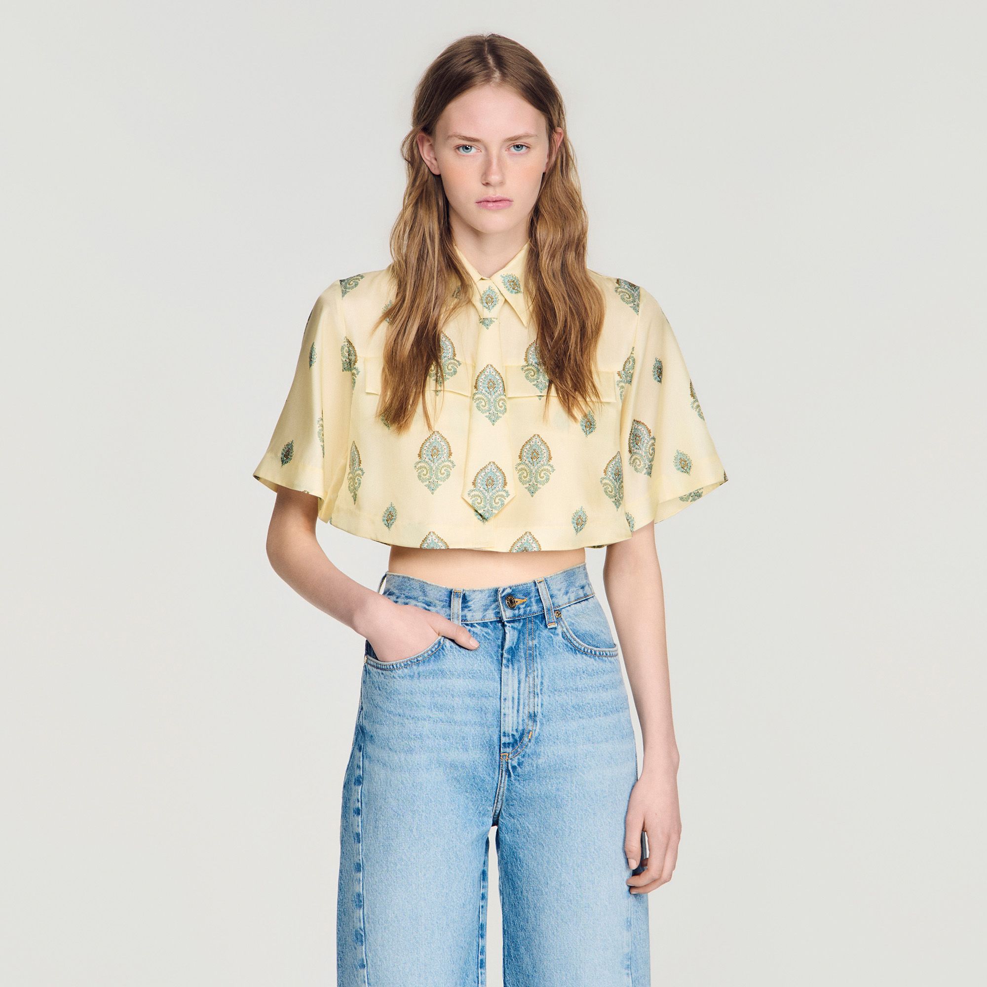 Sandro - Áo croptop họa tiết Paisley