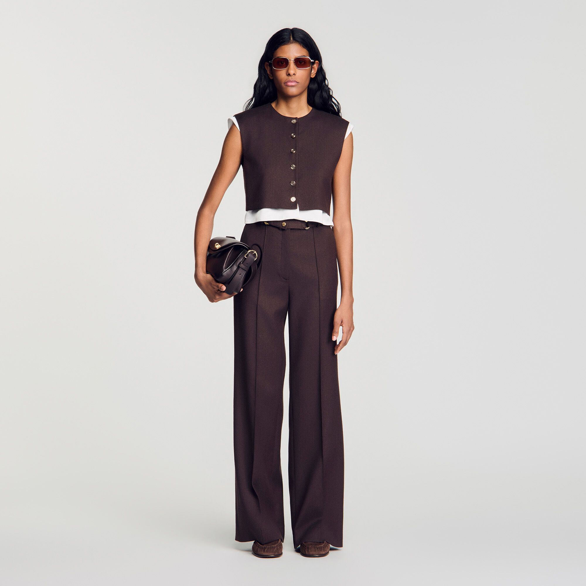 Sandro - Áo croptop len 2 trong 1