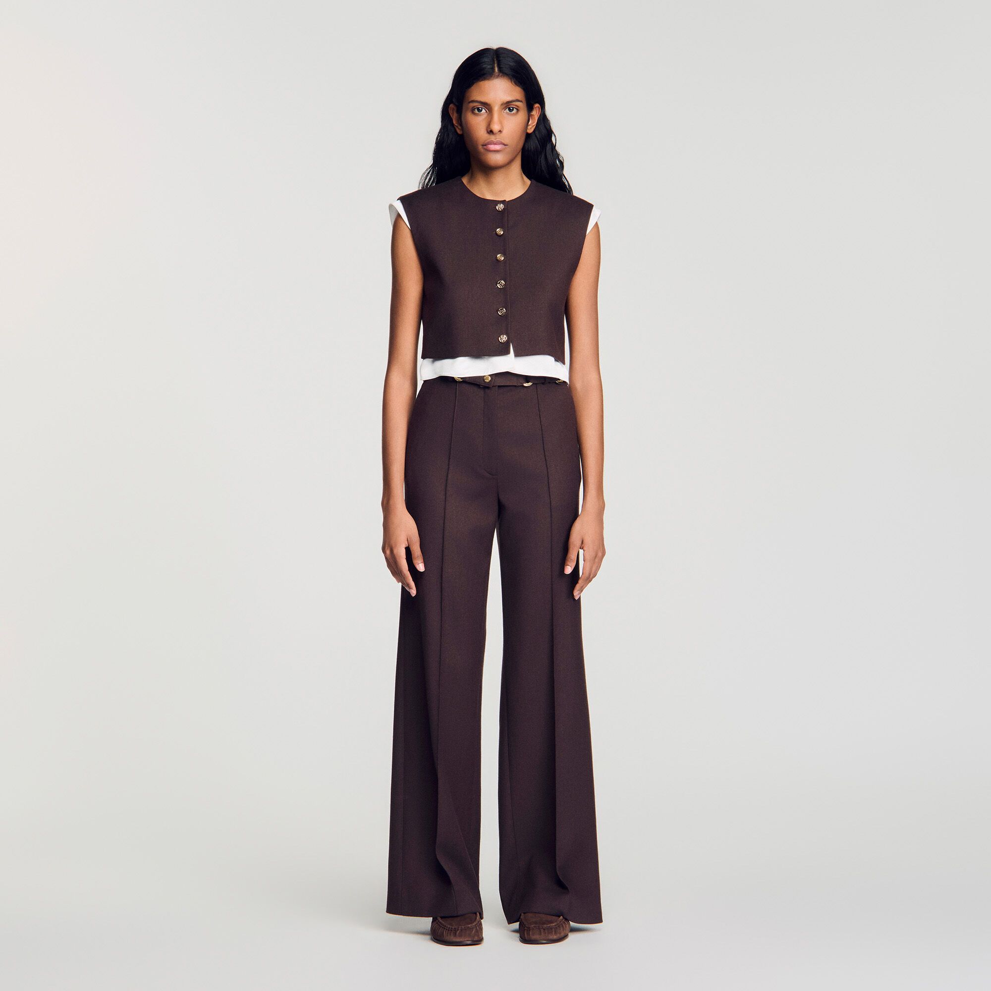Sandro - Áo croptop len 2 trong 1