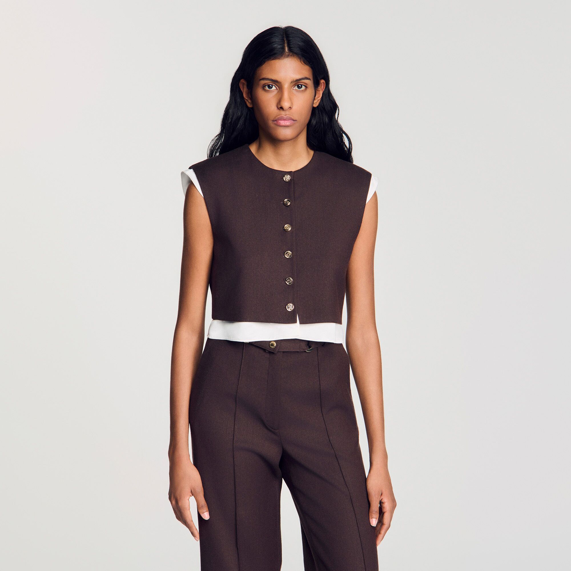 Sandro - Áo croptop len 2 trong 1