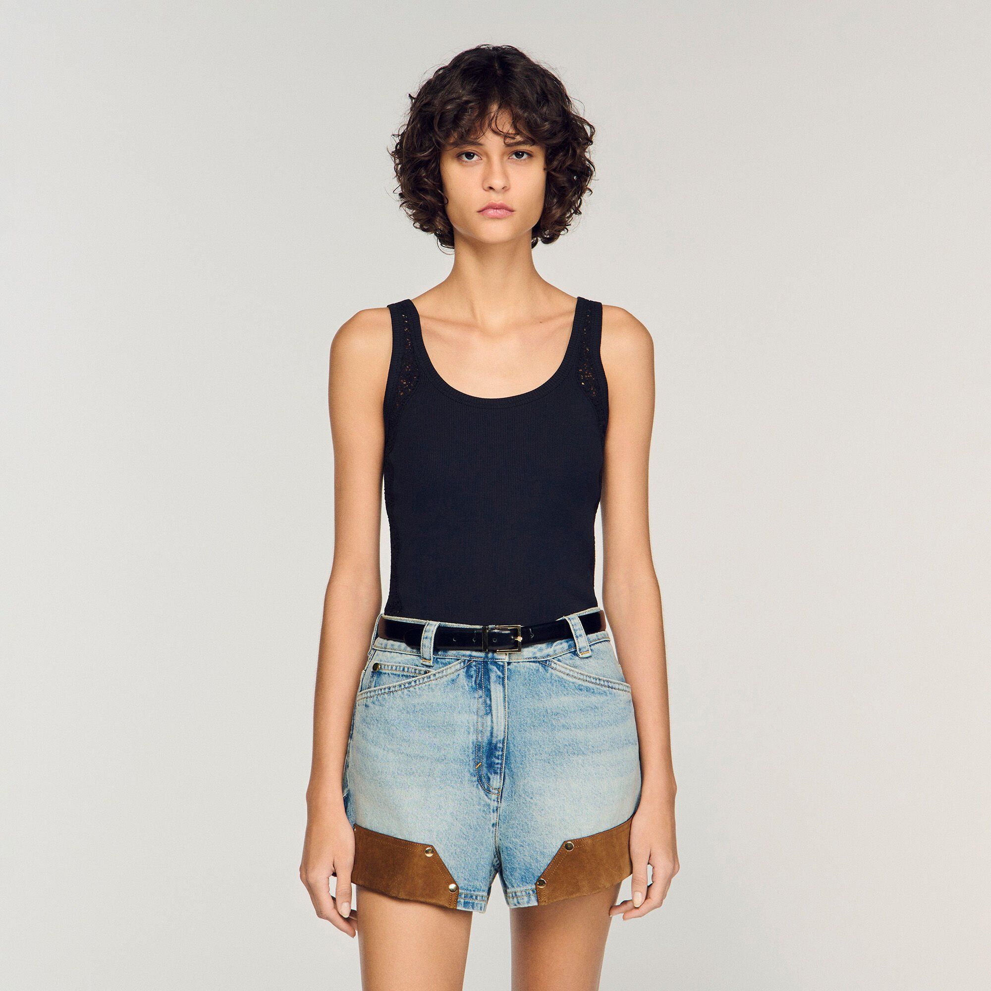 Sandro - Áo vest top Isia chi tiết ren dáng fitted