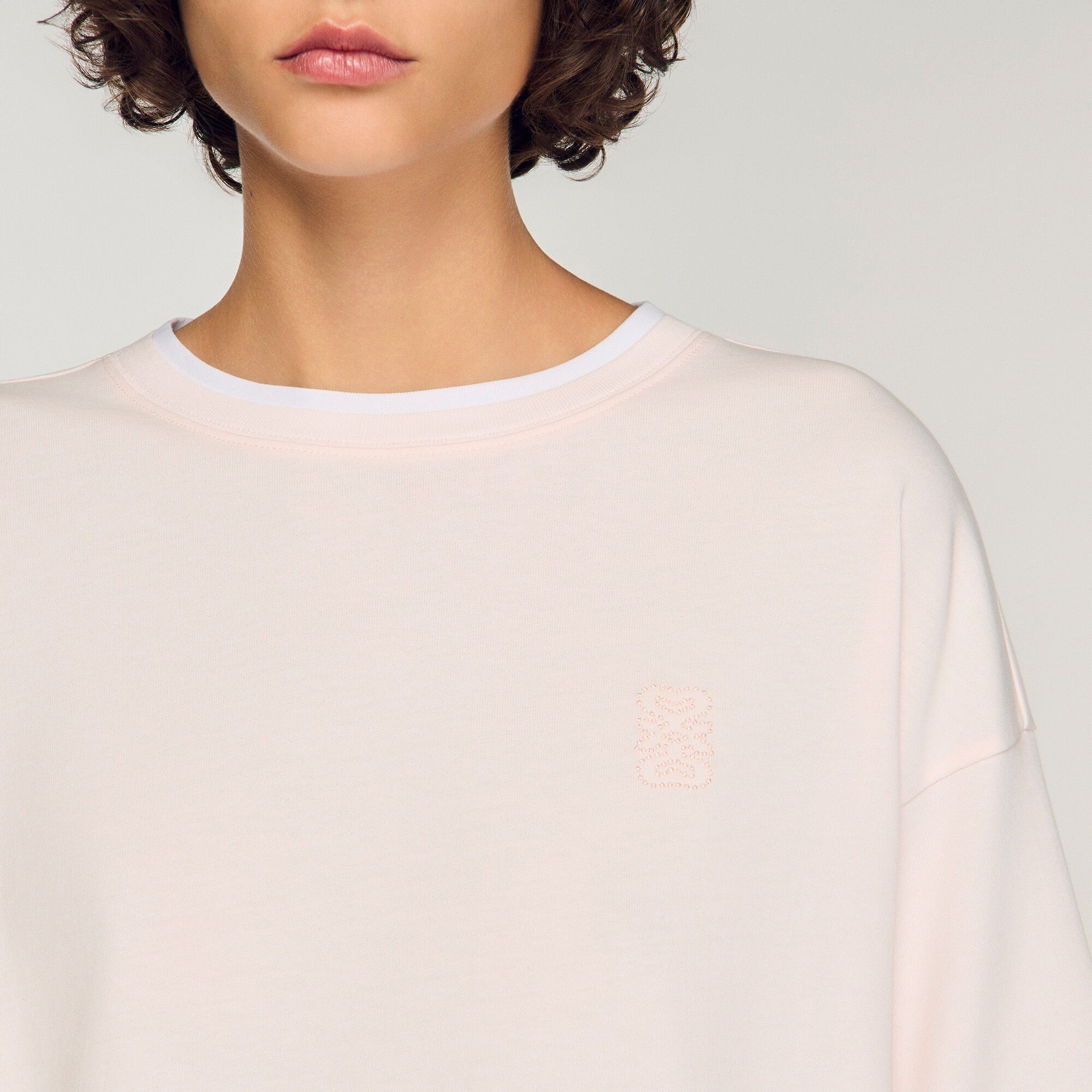 Sandro - Áo thun cotton thêu logo