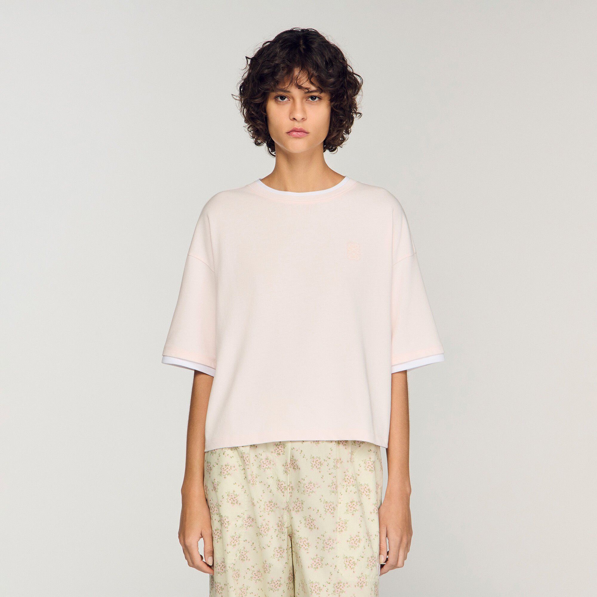 Sandro - Áo thun cotton thêu logo
