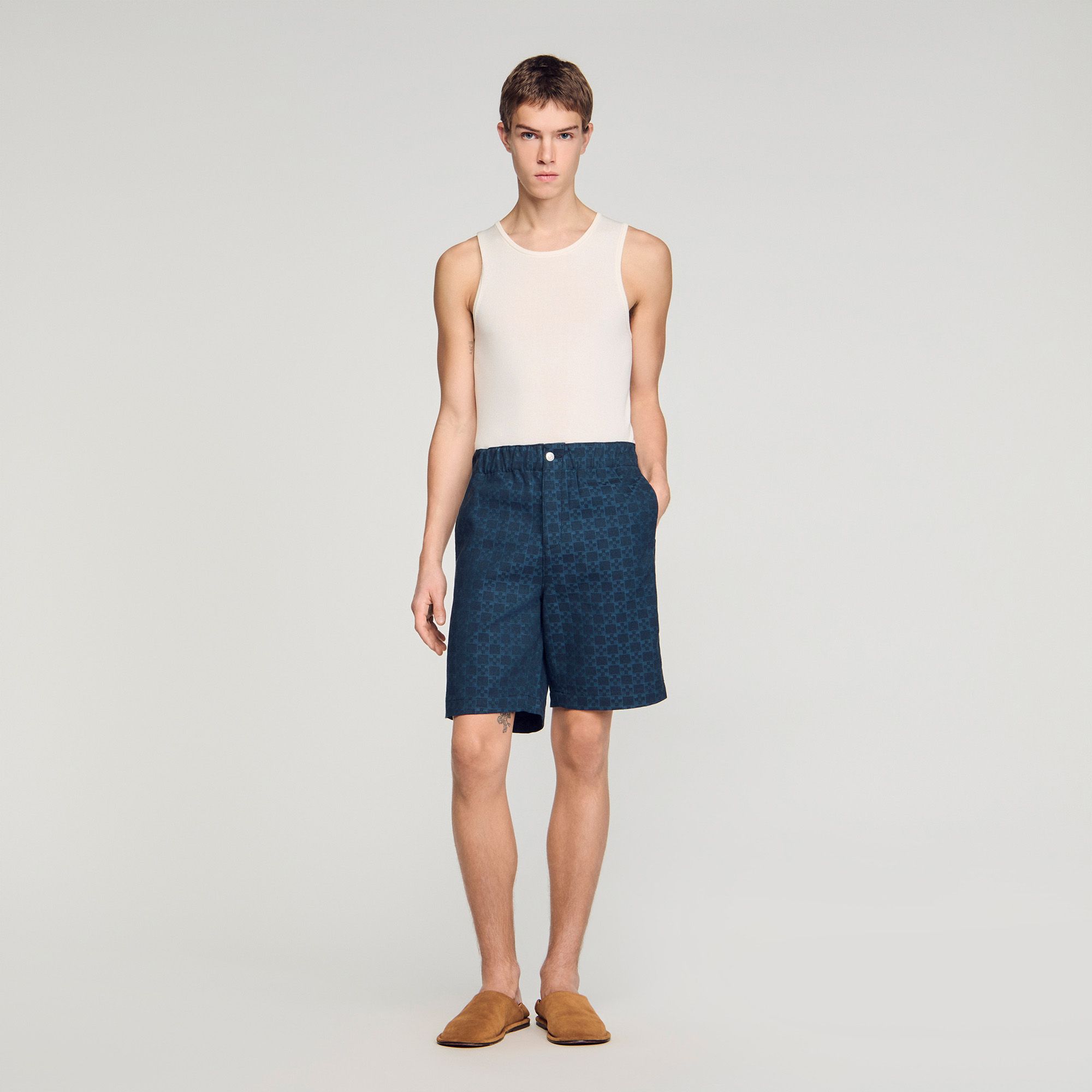 Sandro - Quần short denim Square Cross