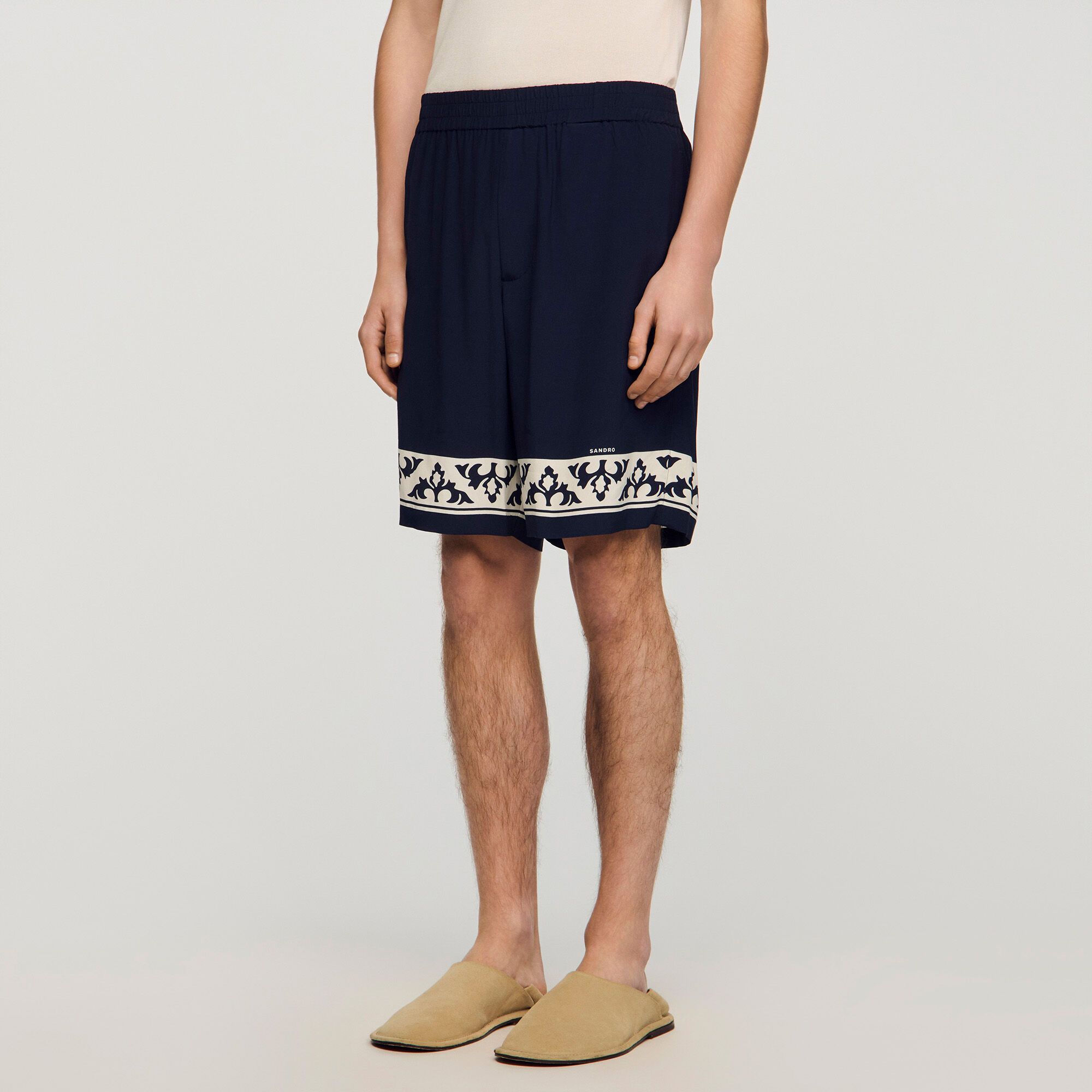 Sandro - Quần short suông họa tiết tương phản