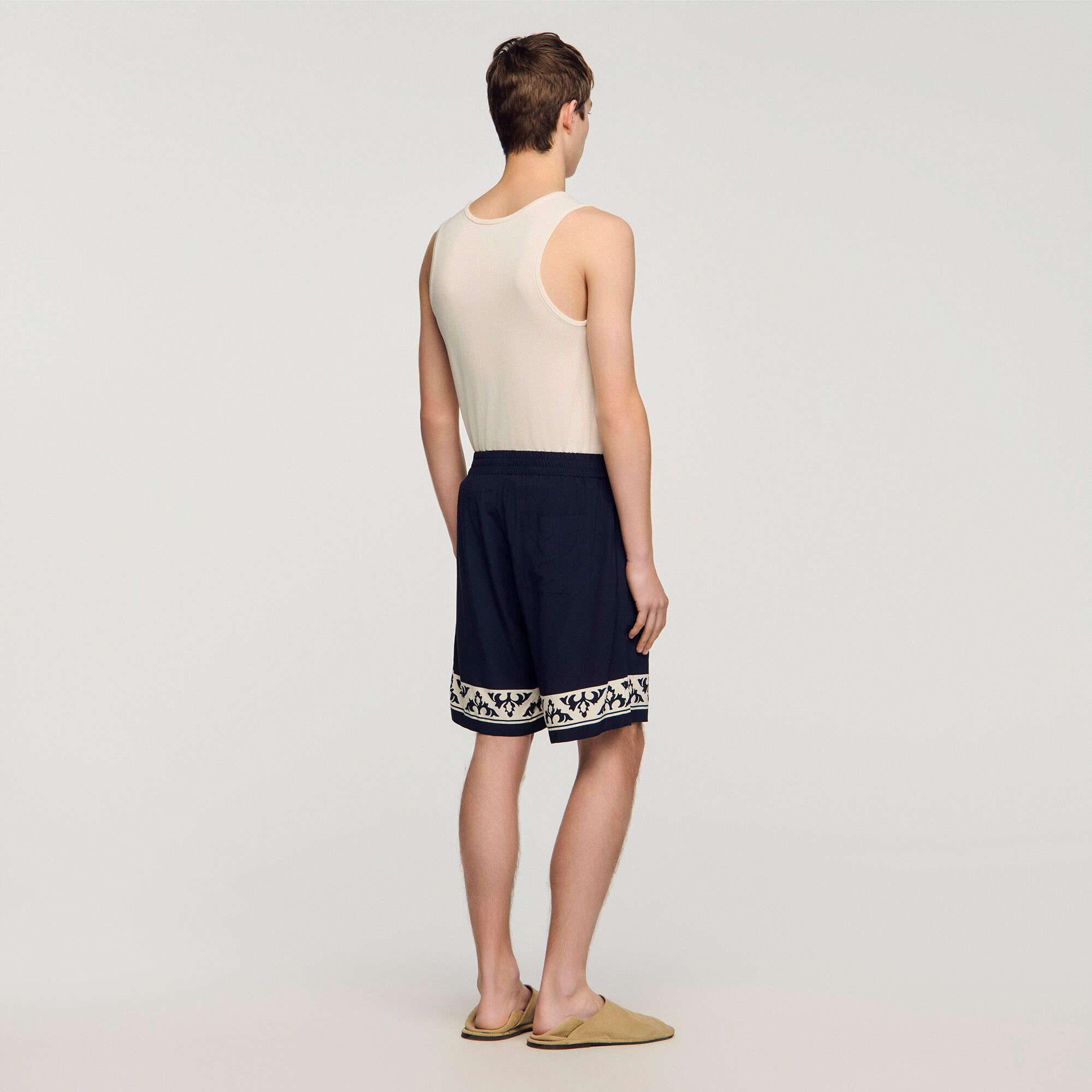Sandro - Quần short suông họa tiết tương phản