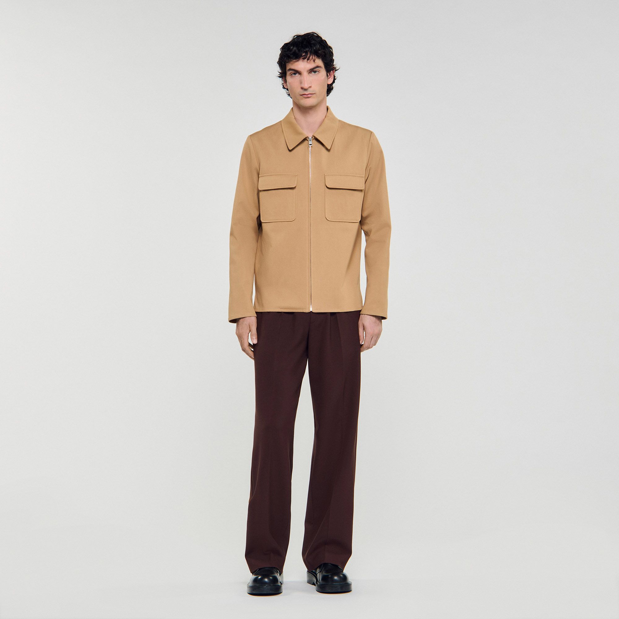 Sandro - Áo khoác cotton khóa kéo