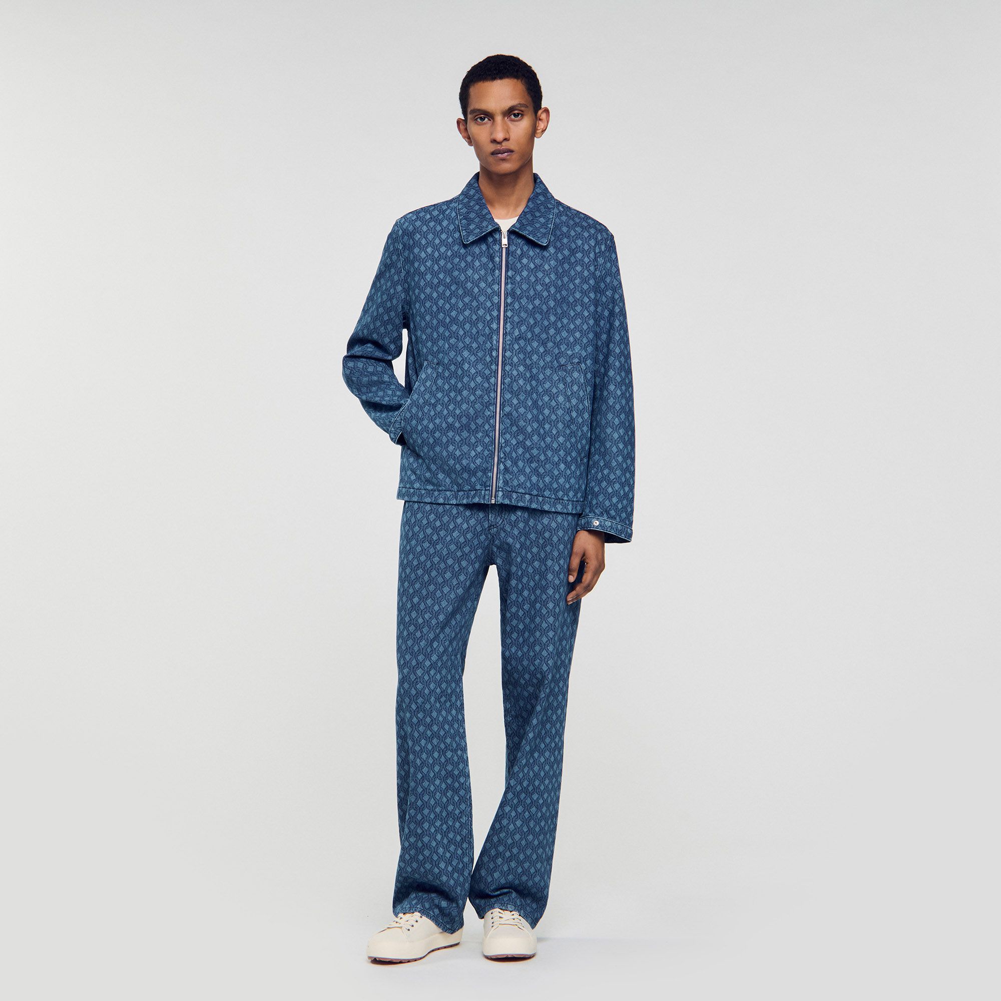 Sandro - Áo khoác jeans họa tiết dây thừng
