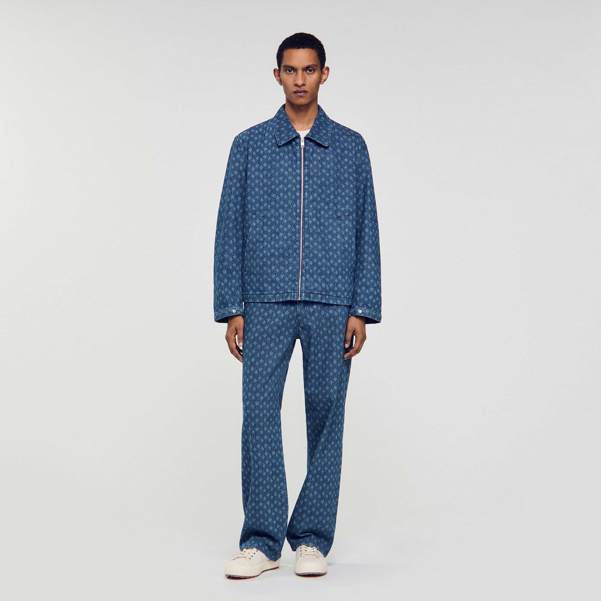 Sandro - Áo khoác jeans họa tiết dây thừng