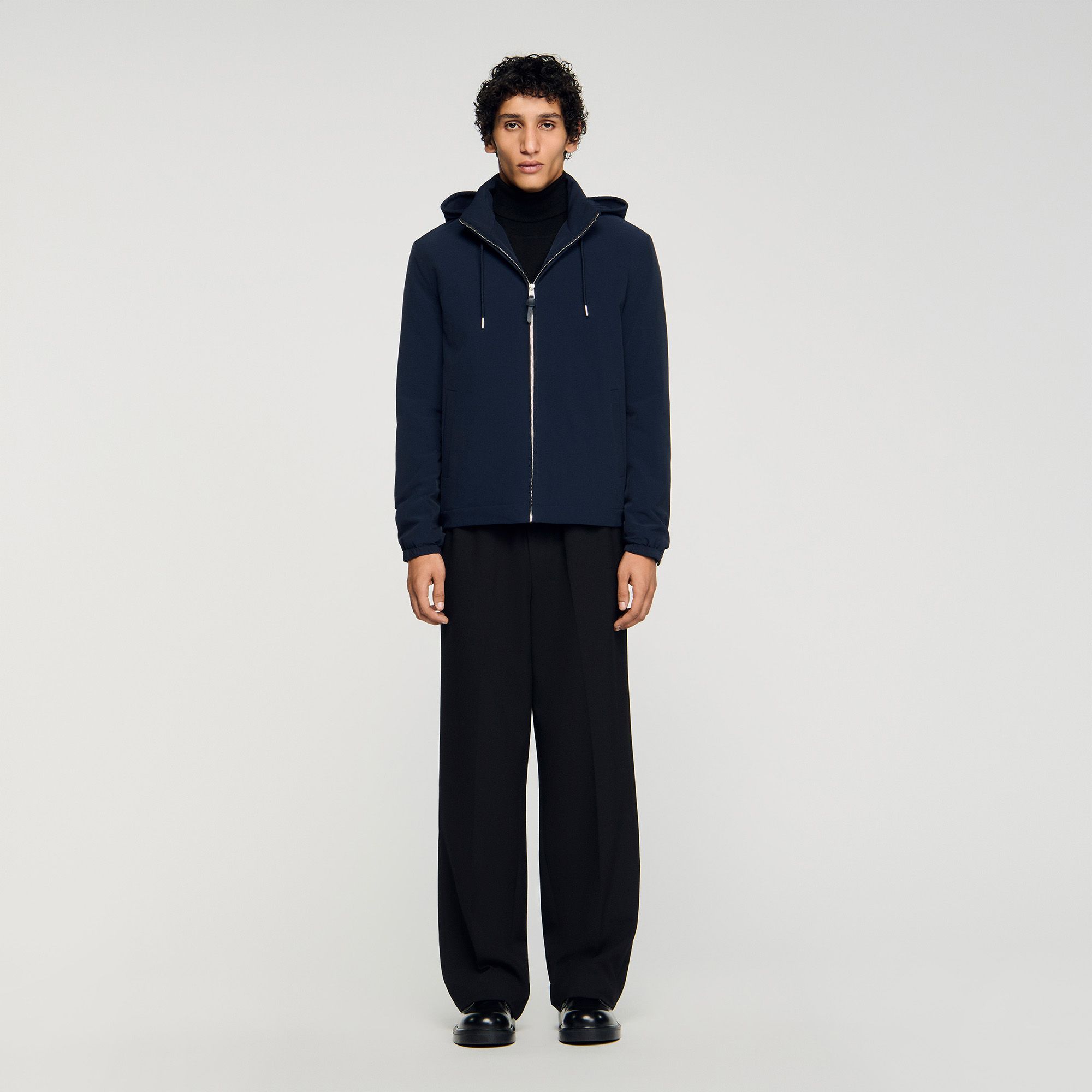 Sandro - Áo khoác hooded kéo khóa