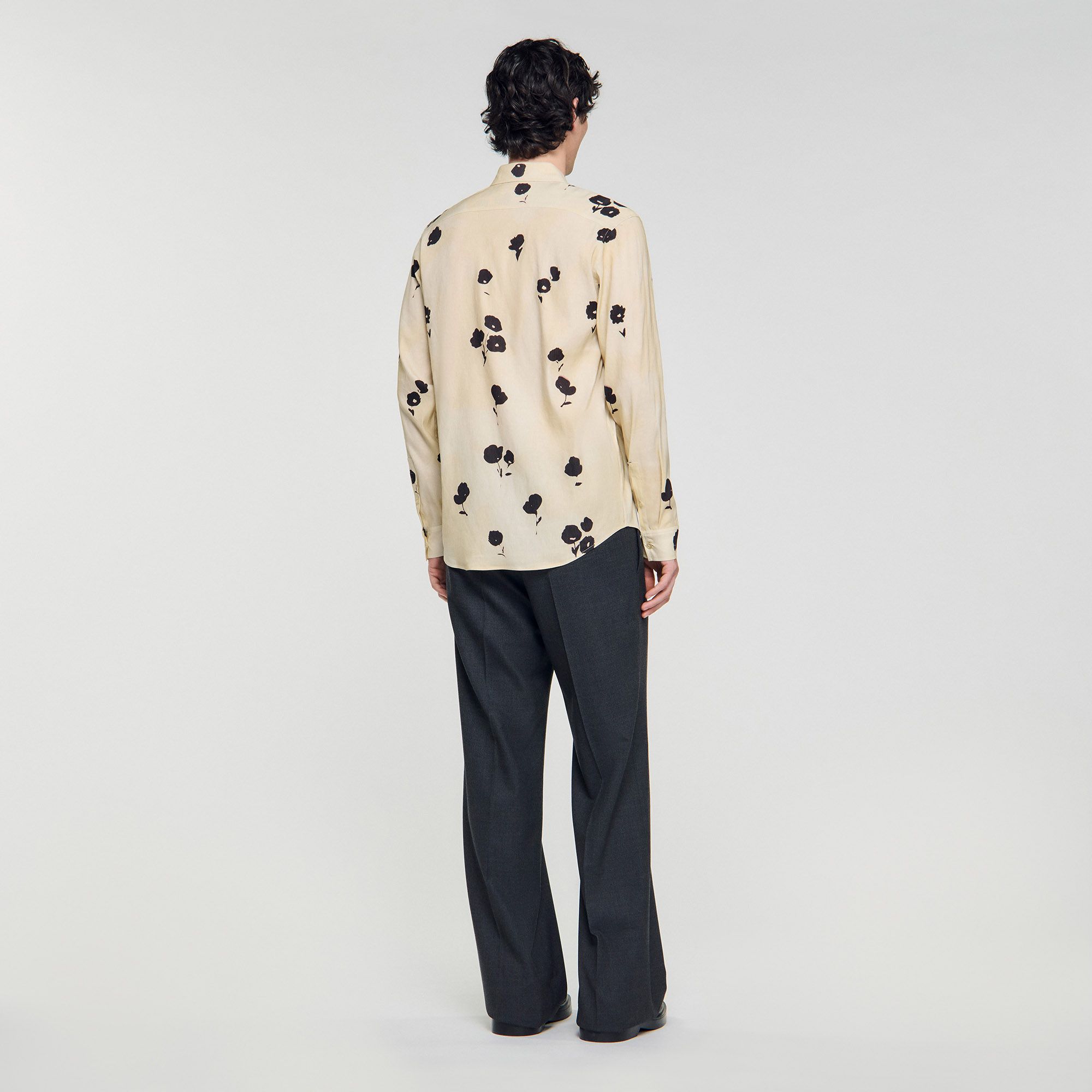Sandro - Áo sơ mi linen họa tiết hoa