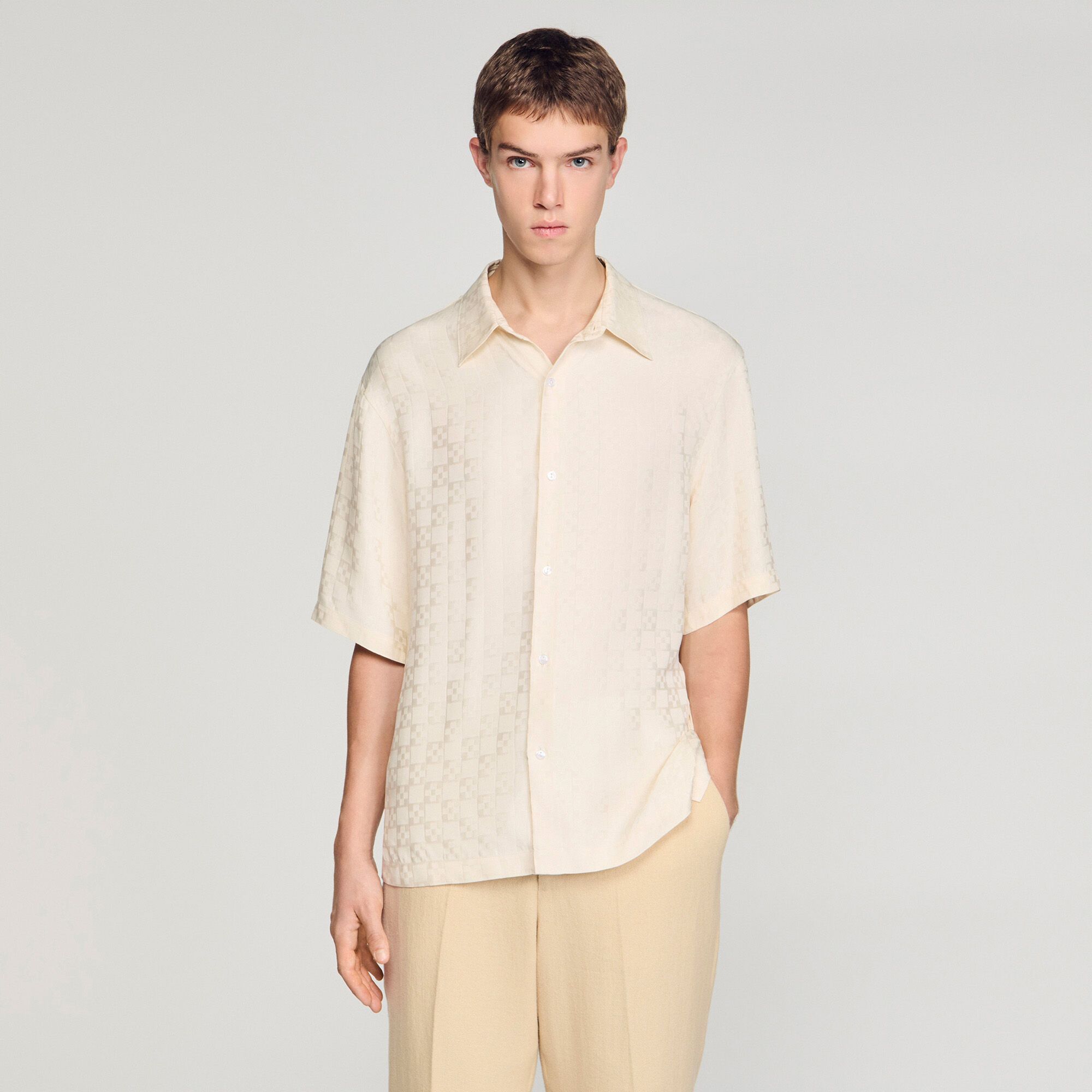 Sandro - Áo sơ mi Jacquard chữ thập