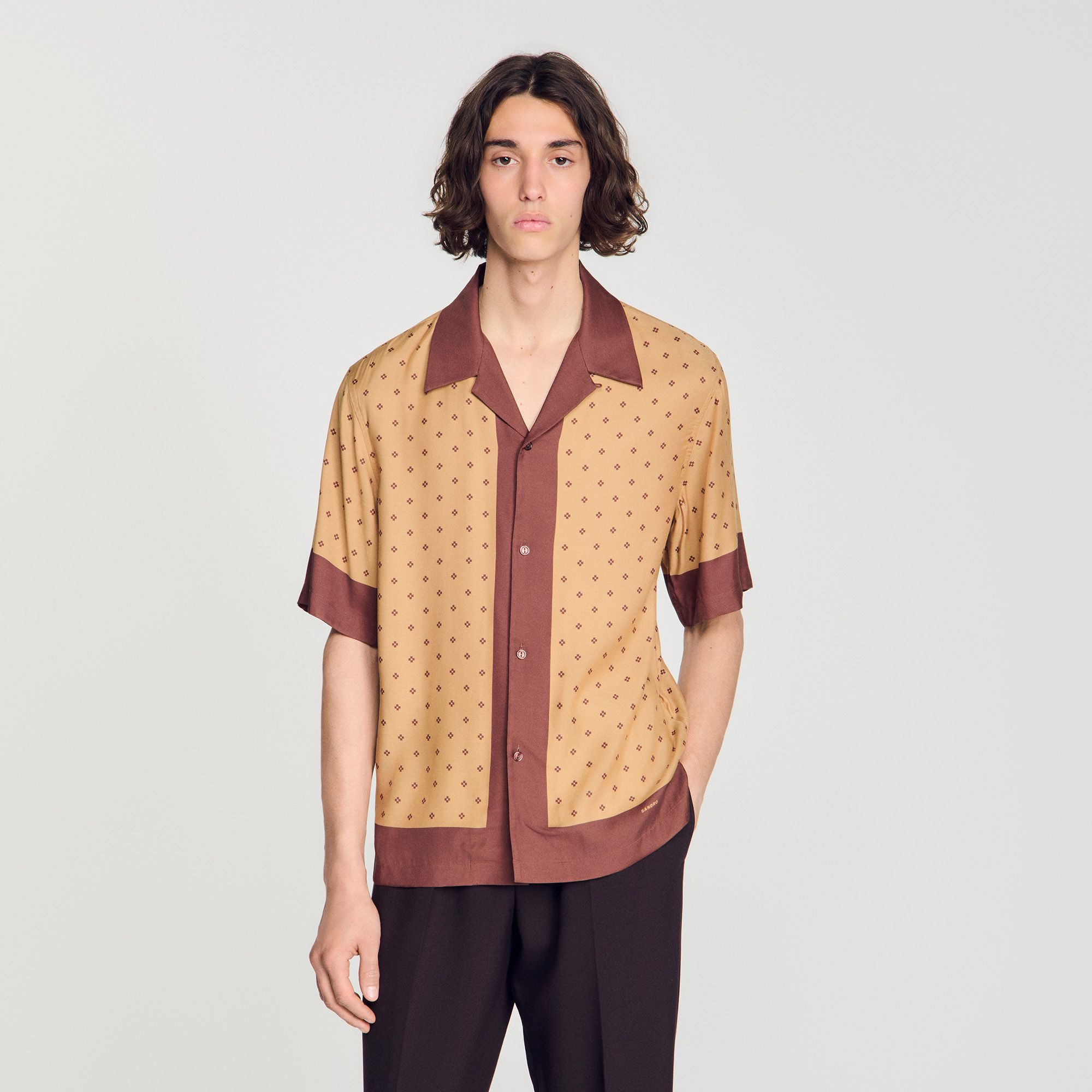 Sandro - Áo sơ mi họa tiết Micro Cross