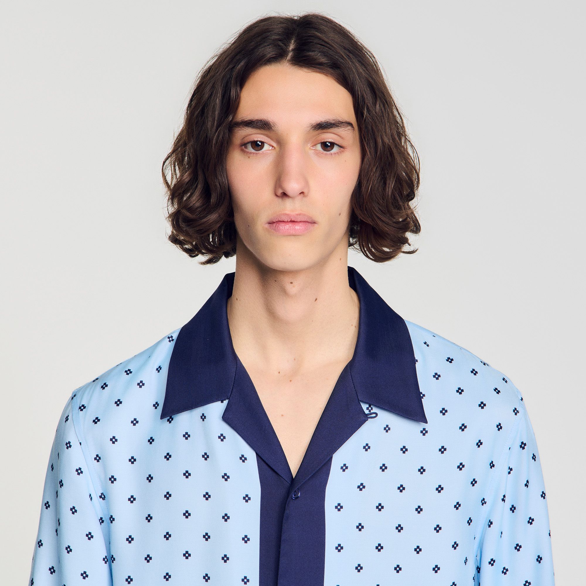 Sandro - Áo sơ mi họa tiết Micro Cross