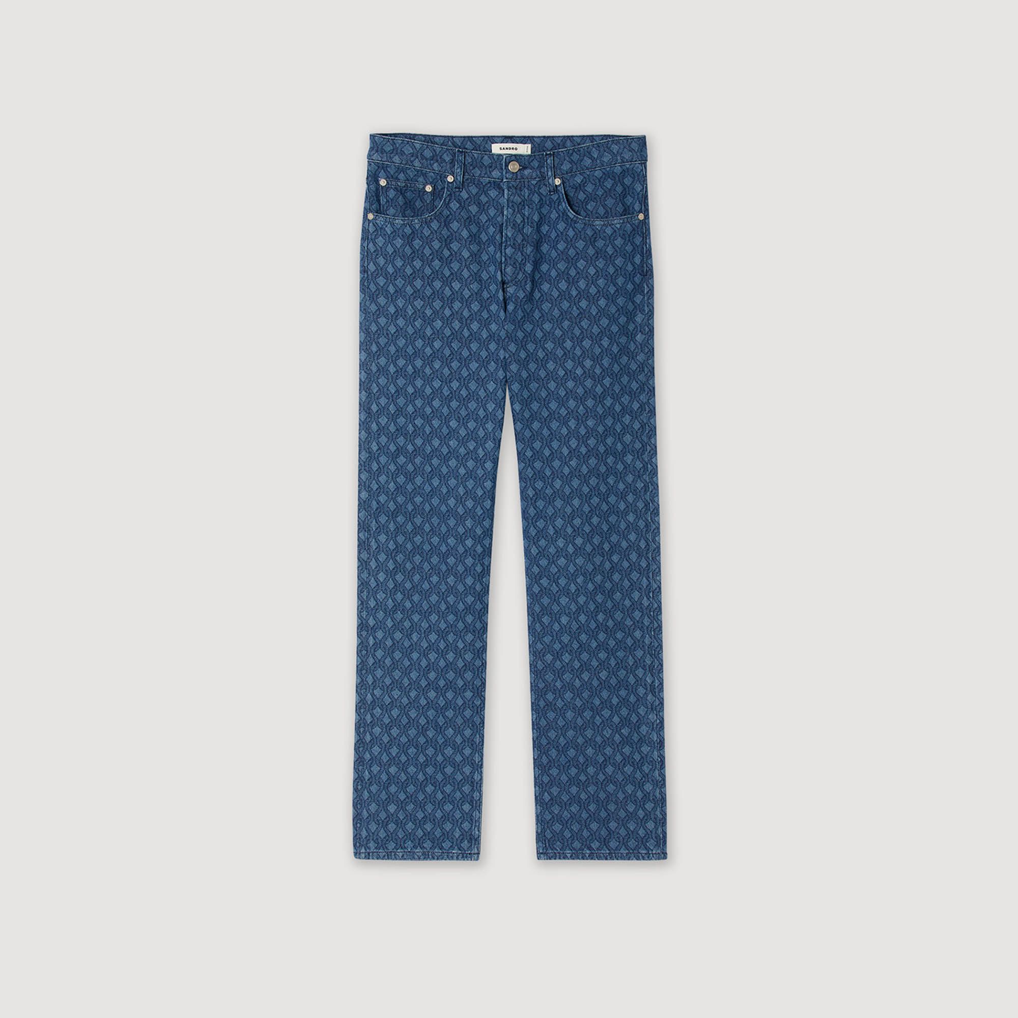 Sandro - Quần baggy jeans họa tiết dây thừng